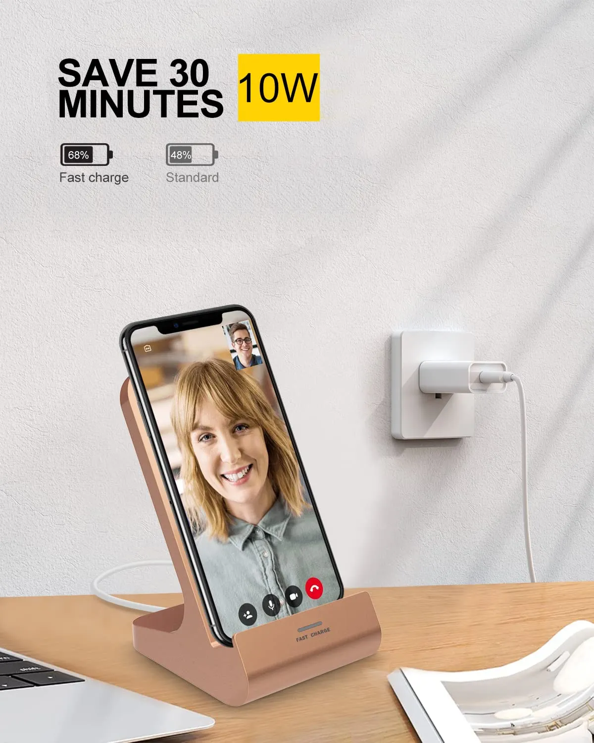 10W Wireless Charger Stand for iPhone & Samsung
