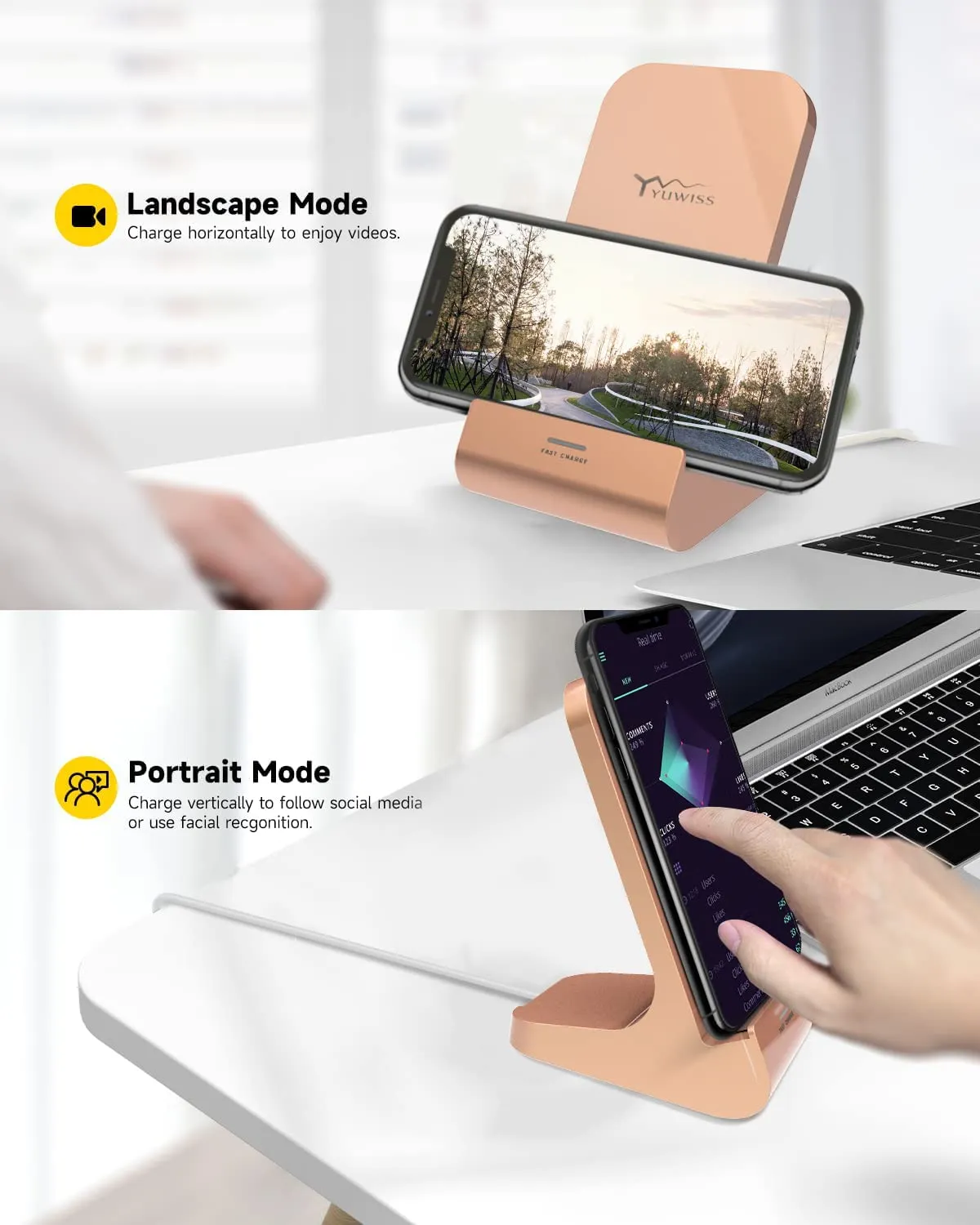10W Wireless Charger Stand for iPhone & Samsung