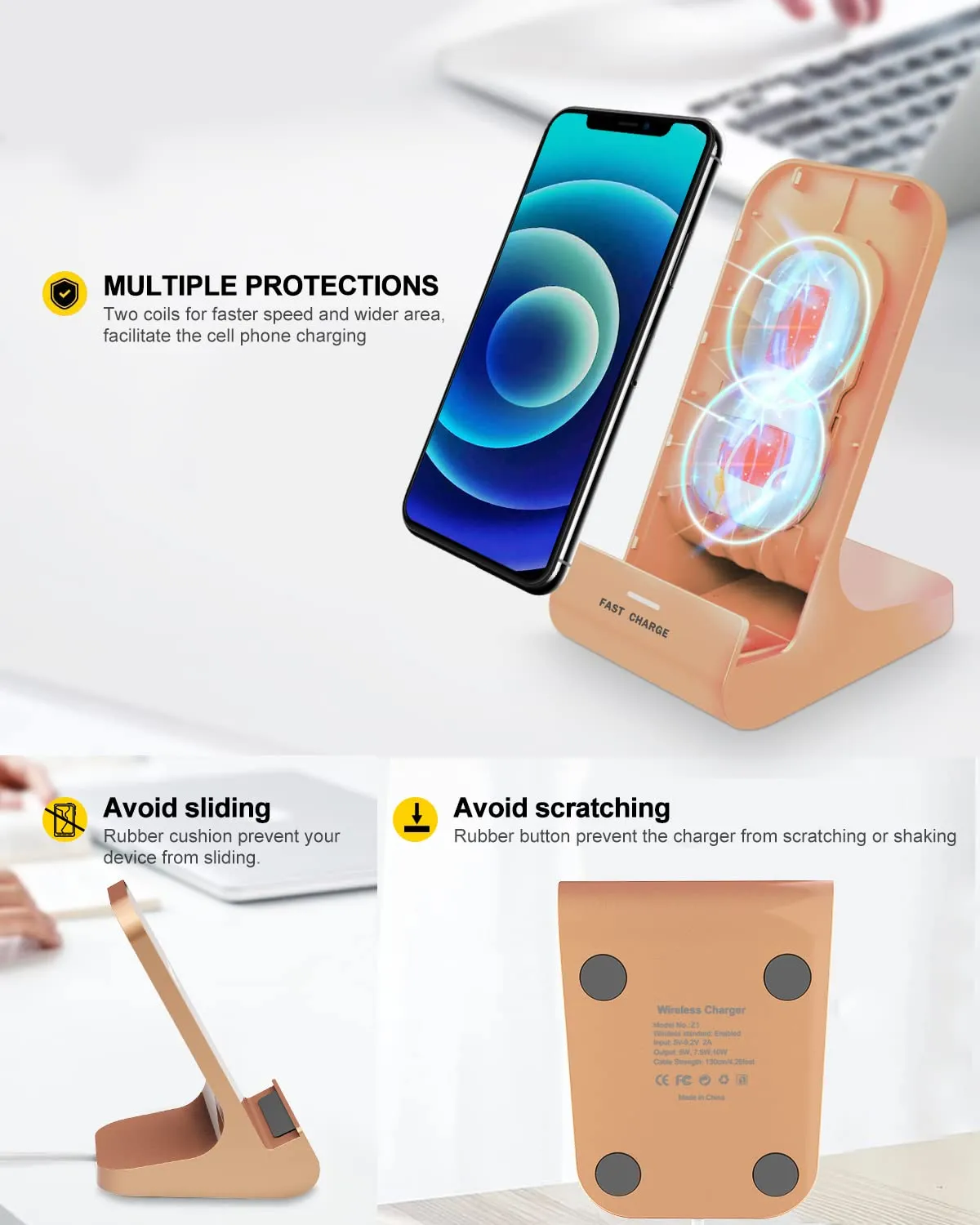 10W Wireless Charger Stand for iPhone & Samsung