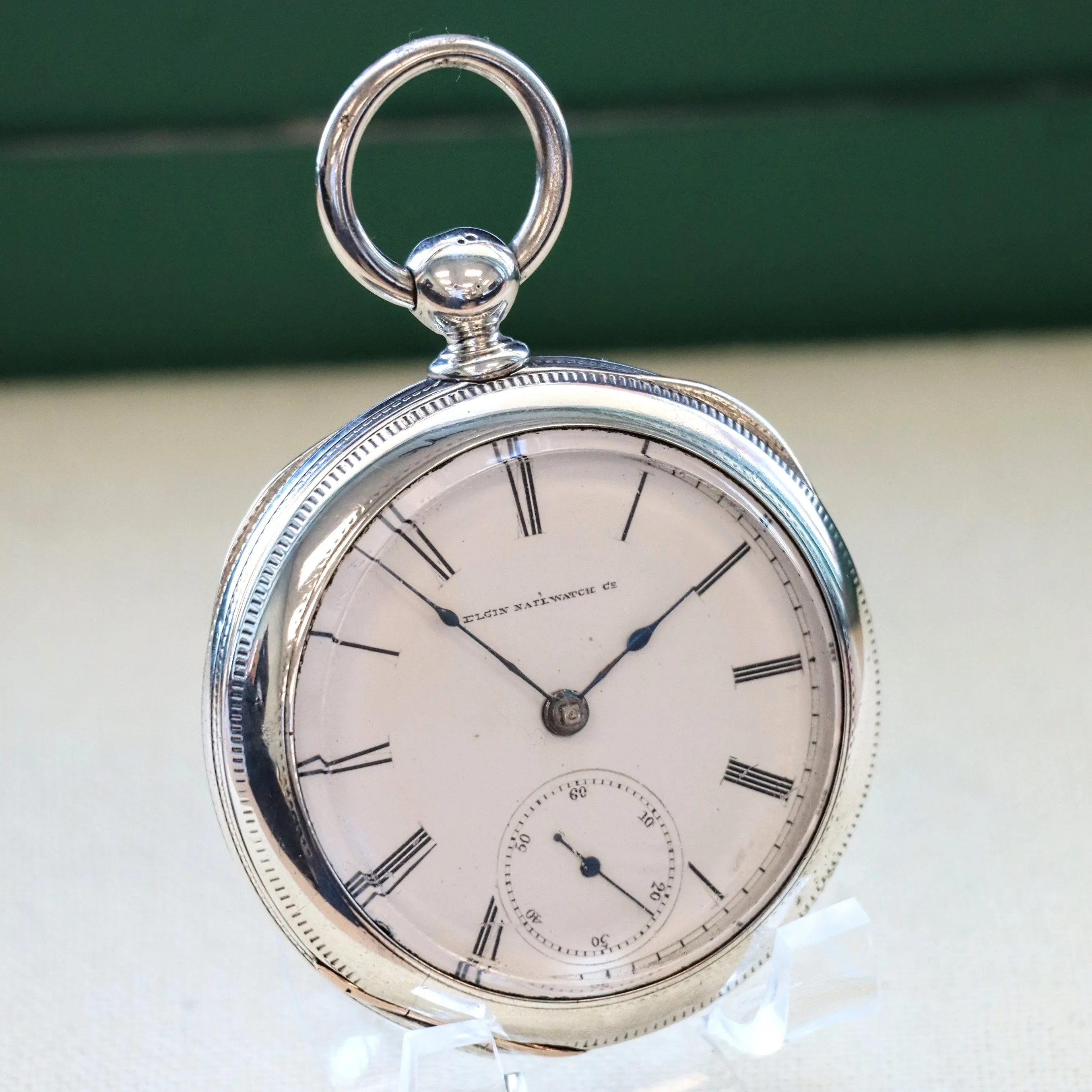 1884 ELGIN Pocket Watch Openface 18s Grade 7 Key Wind 7 Jewels Coin Silver Case