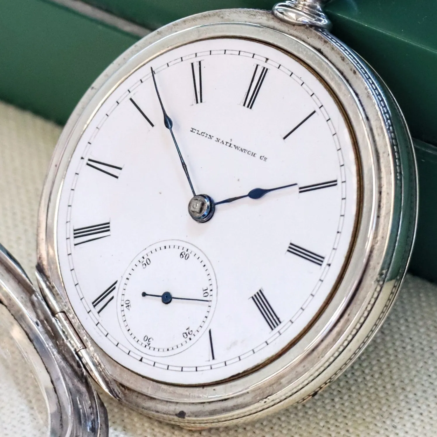 1884 ELGIN Pocket Watch Openface 18s Grade 7 Key Wind 7 Jewels Coin Silver Case