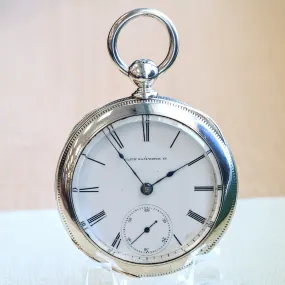 1884 ELGIN Pocket Watch Openface 18s Grade 7 Key Wind 7 Jewels Coin Silver Case