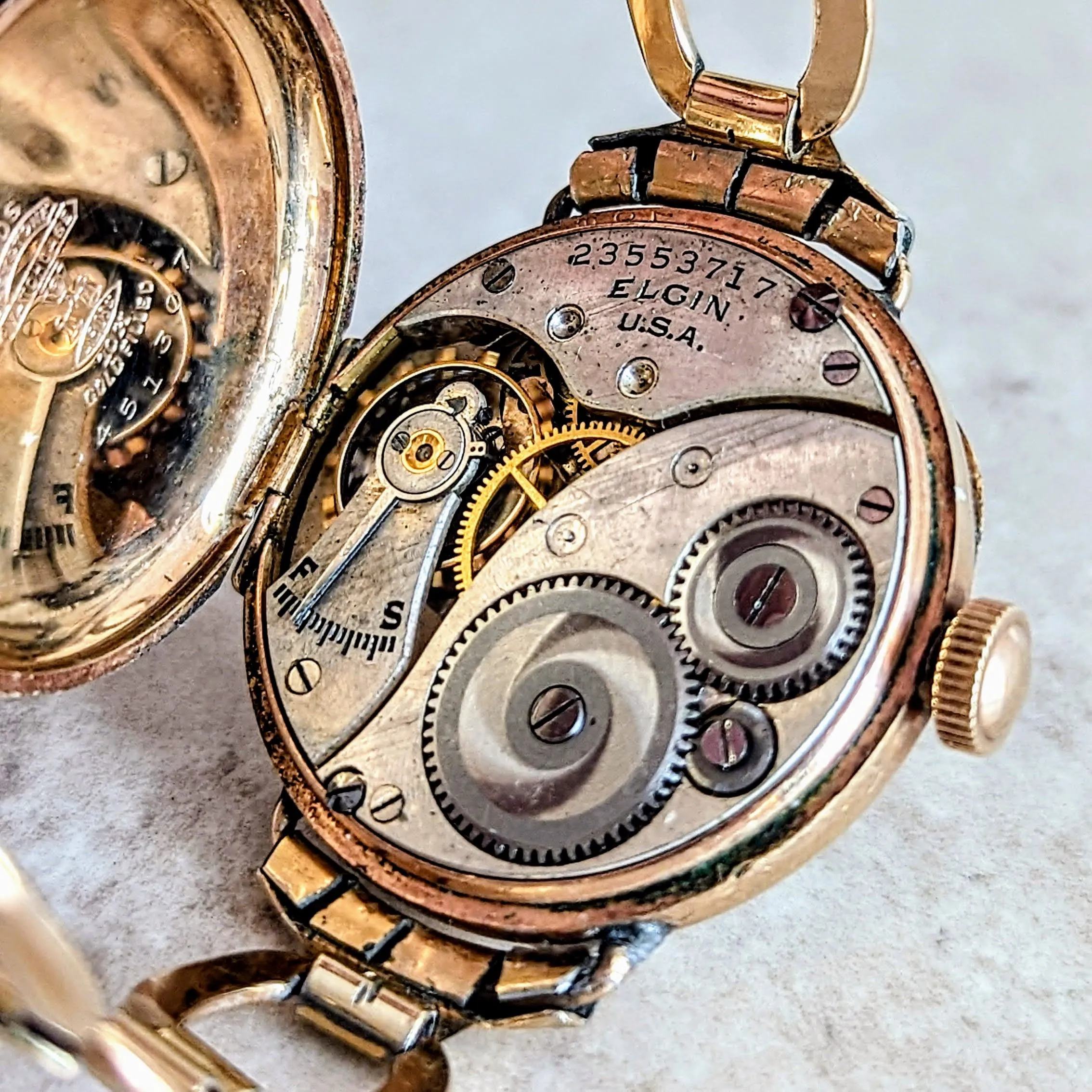 1921 ELGIN Trench Watch 7 Jewels Grade 462 Vintage Wristwatch