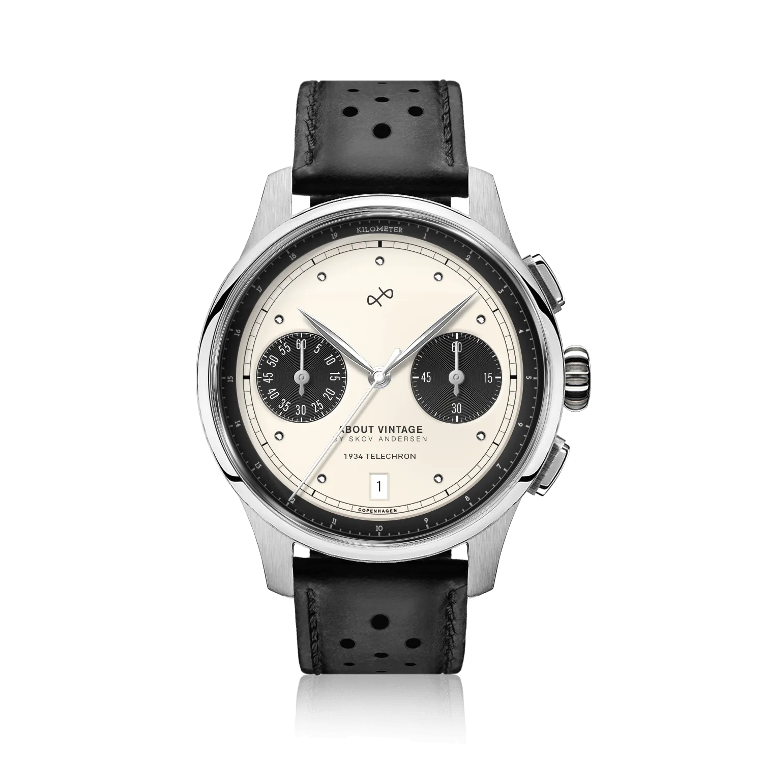 1934 Telechron, Steel / Off White & Black