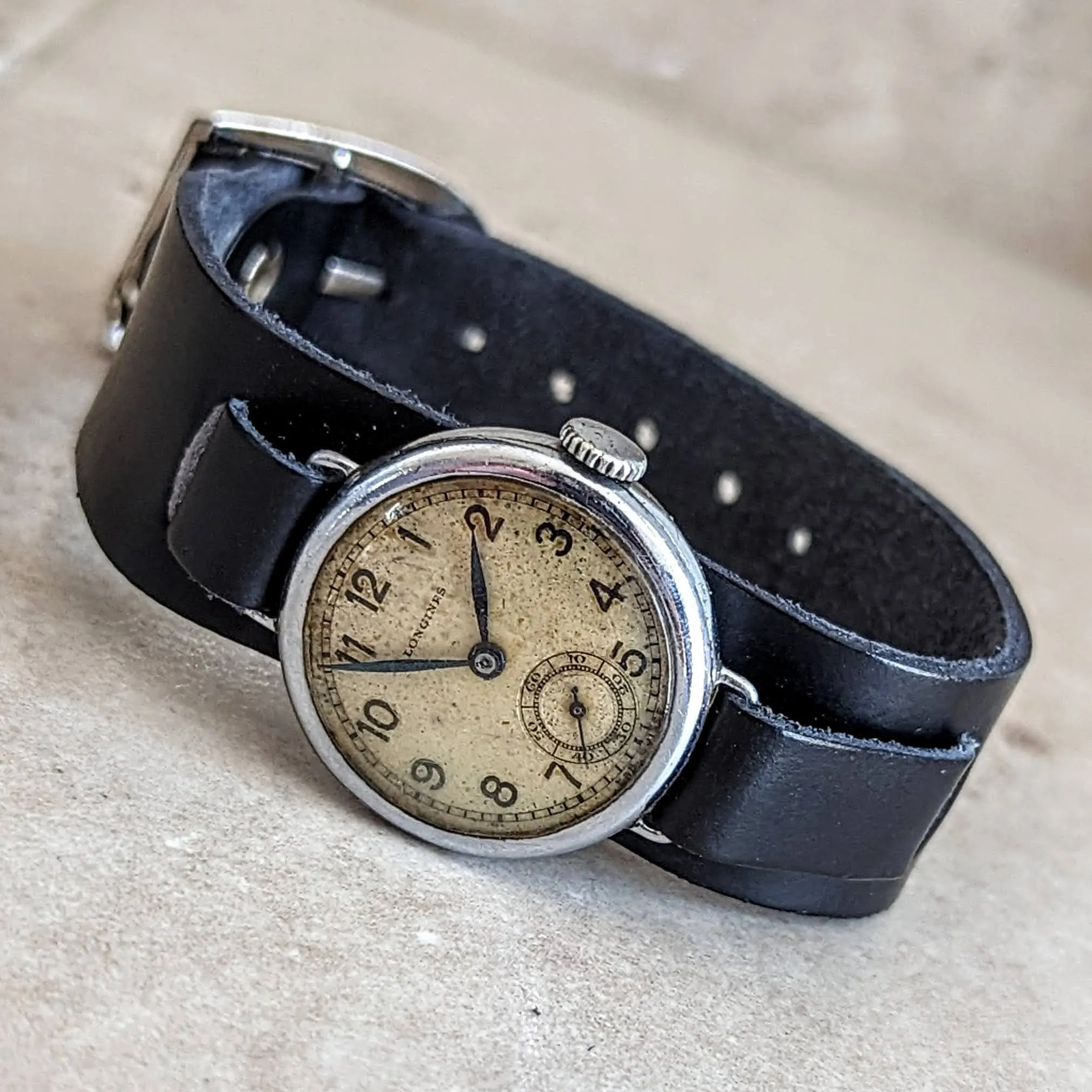 1935 LONGINES Military Wristwatch Cal. 10.68Z Wire Lug Trench Watch