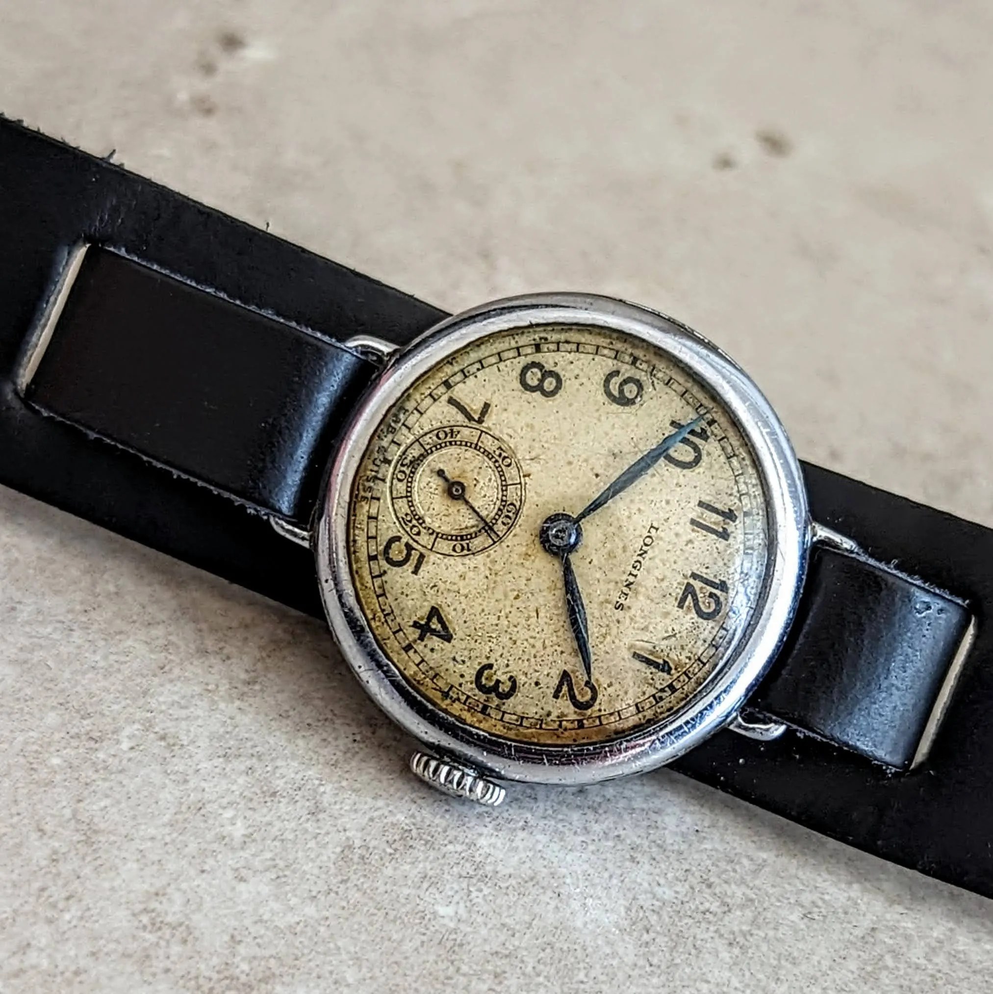 1935 LONGINES Military Wristwatch Cal. 10.68Z Wire Lug Trench Watch