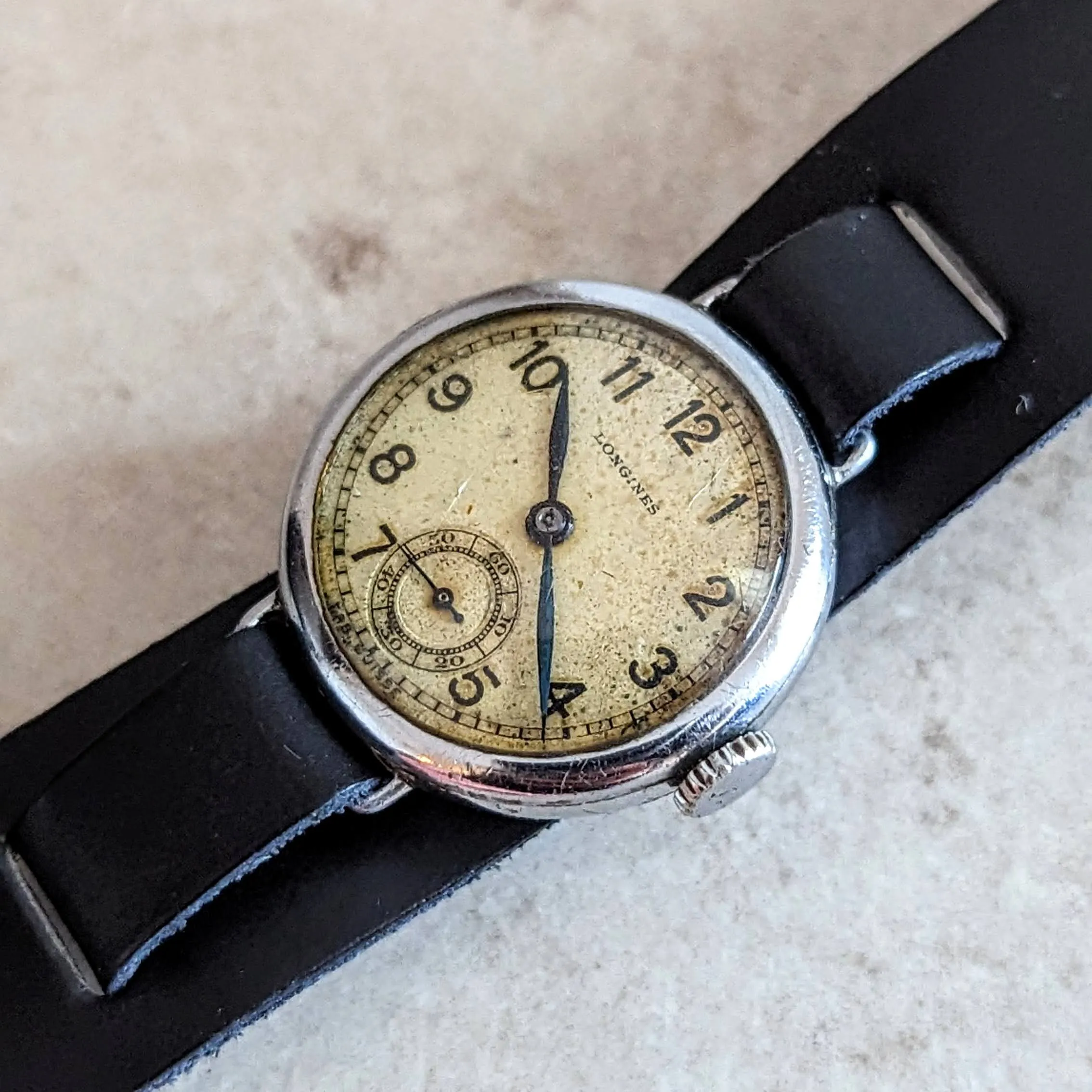1935 LONGINES Military Wristwatch Cal. 10.68Z Wire Lug Trench Watch