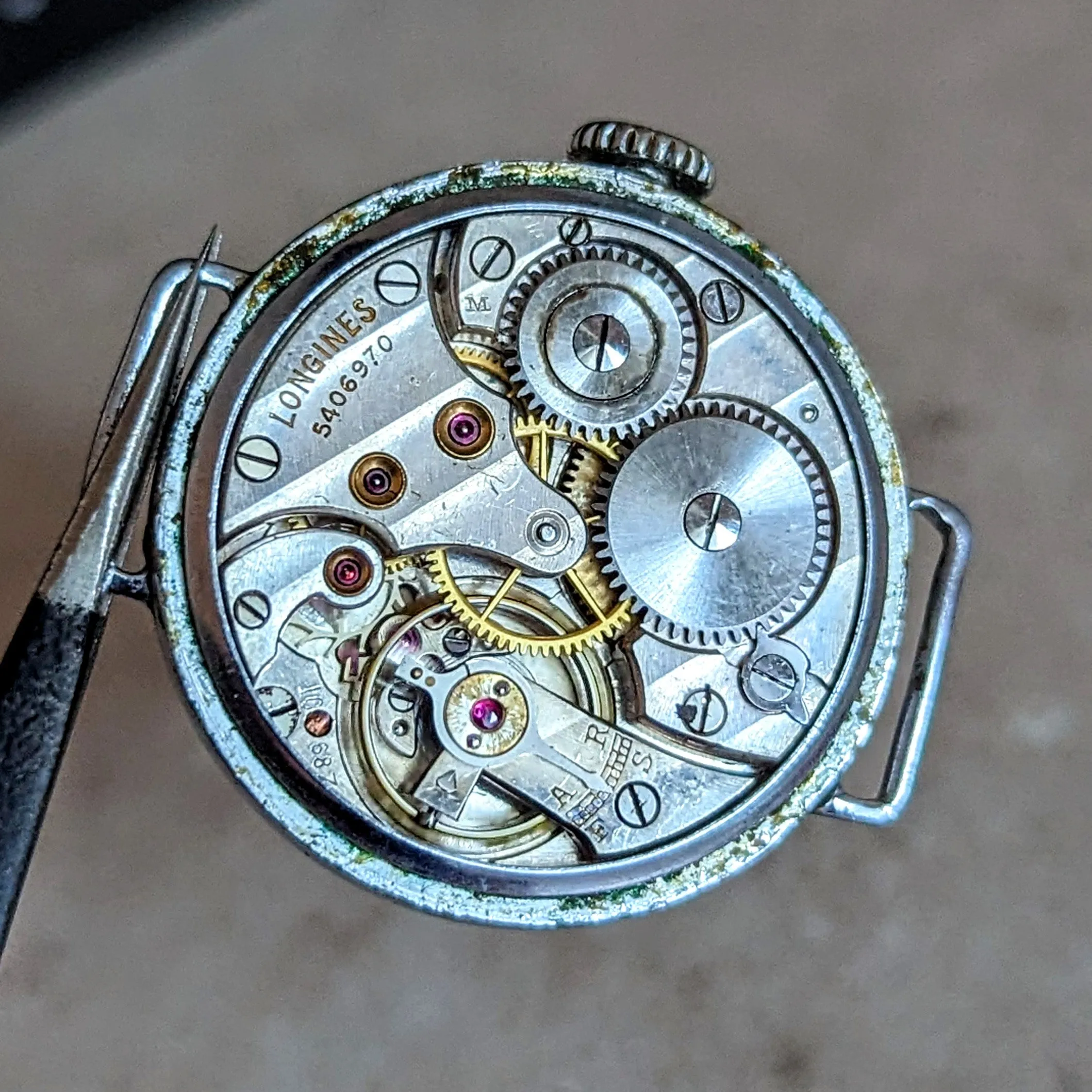 1935 LONGINES Military Wristwatch Cal. 10.68Z Wire Lug Trench Watch