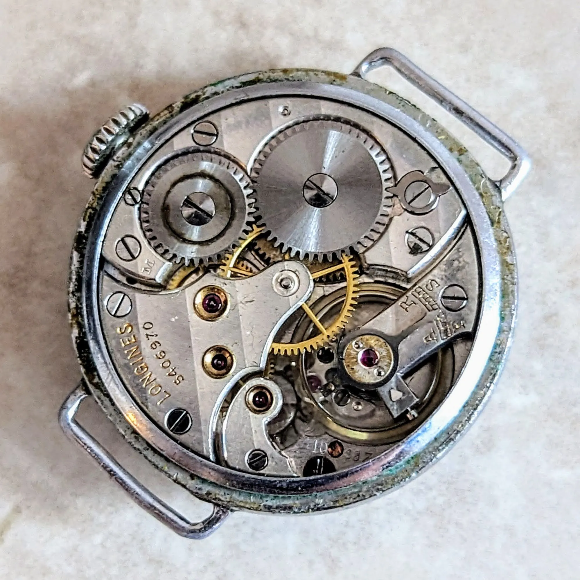 1935 LONGINES Military Wristwatch Cal. 10.68Z Wire Lug Trench Watch