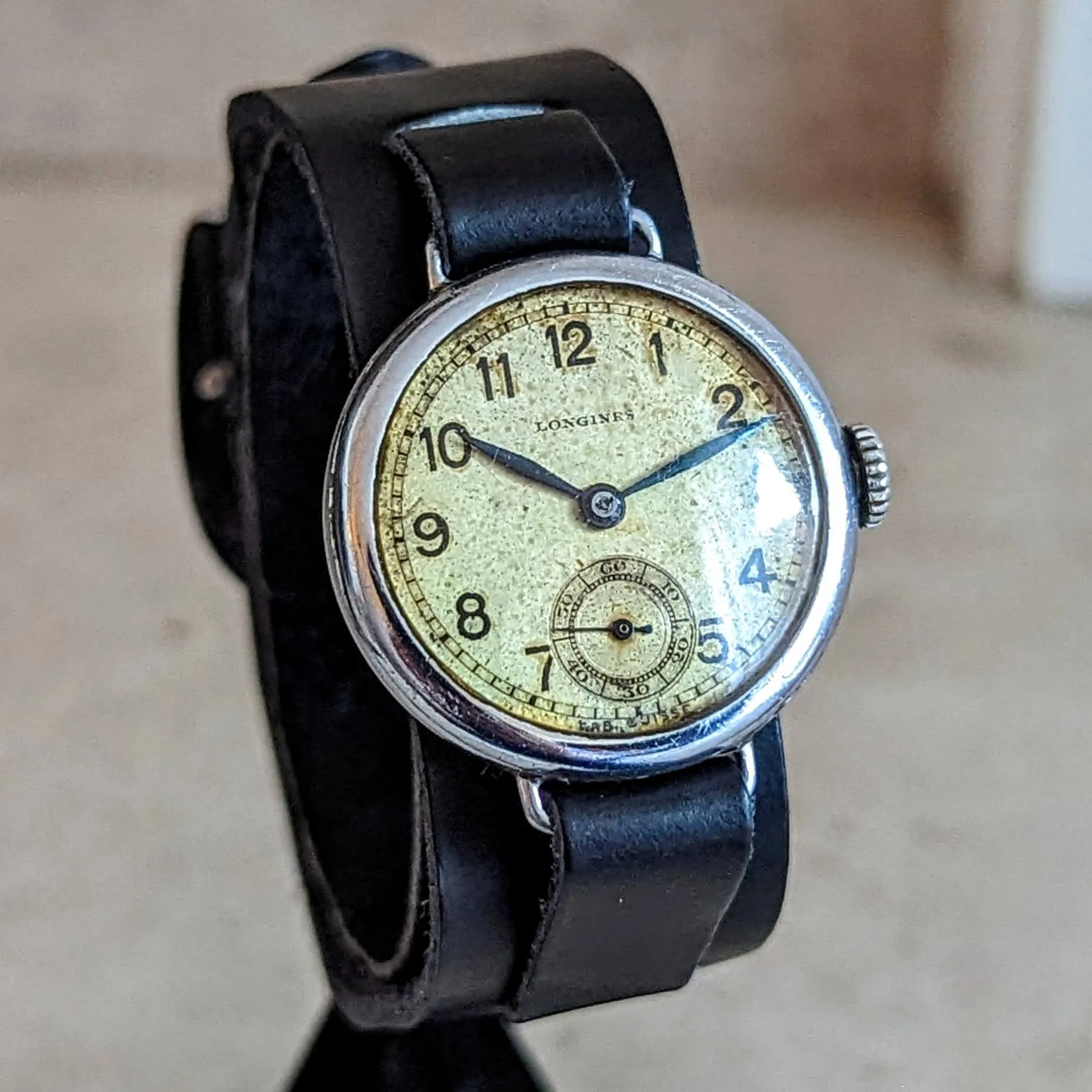 1935 LONGINES Military Wristwatch Cal. 10.68Z Wire Lug Trench Watch