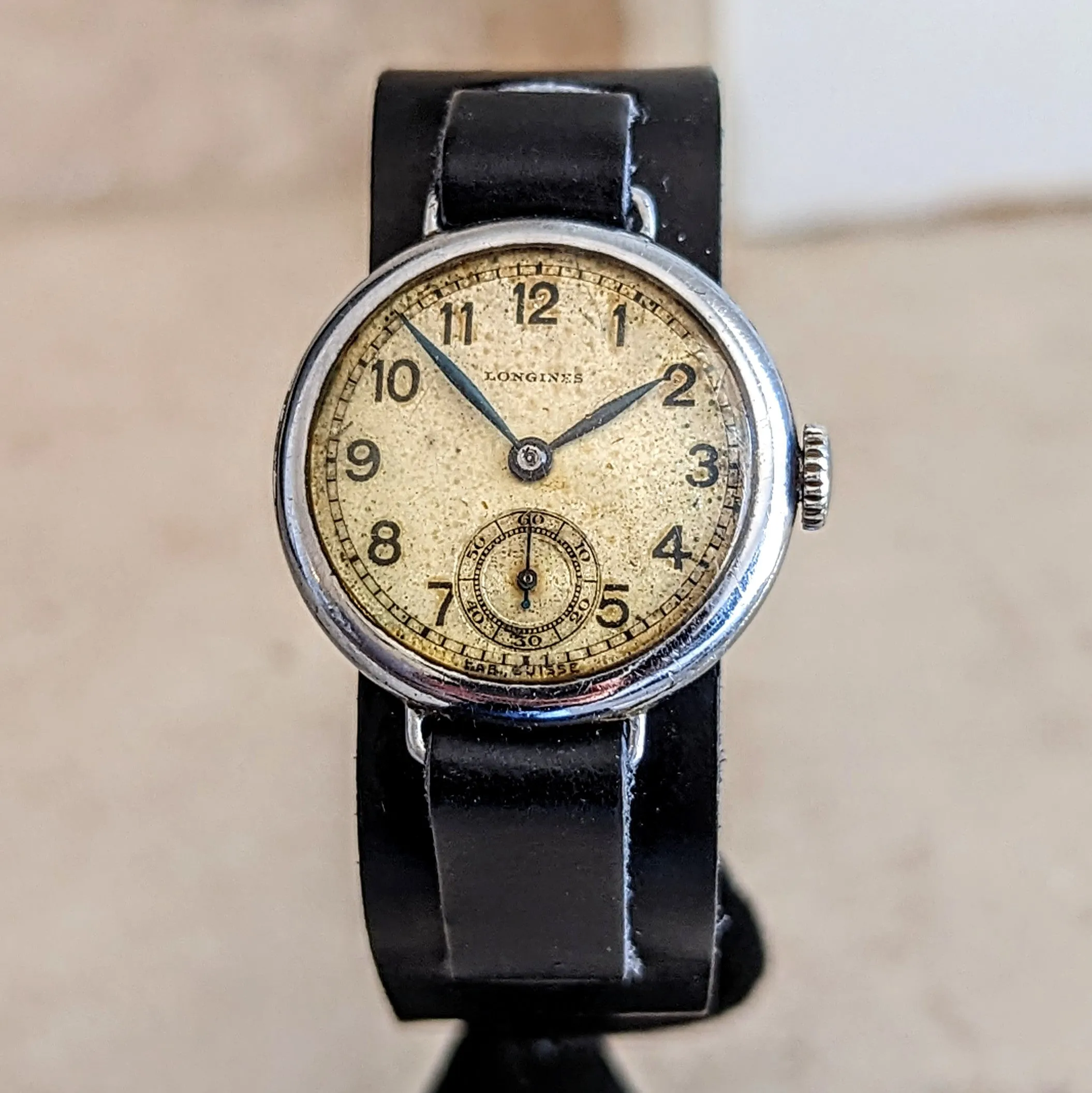 1935 LONGINES Military Wristwatch Cal. 10.68Z Wire Lug Trench Watch