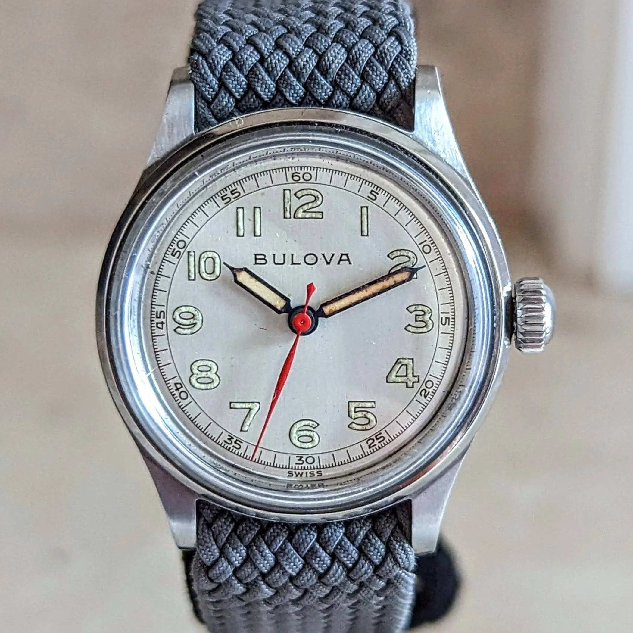 1945 BULOVA Watertite Military Wristwatch 17 Jewels 29mm Swiss Made Watch