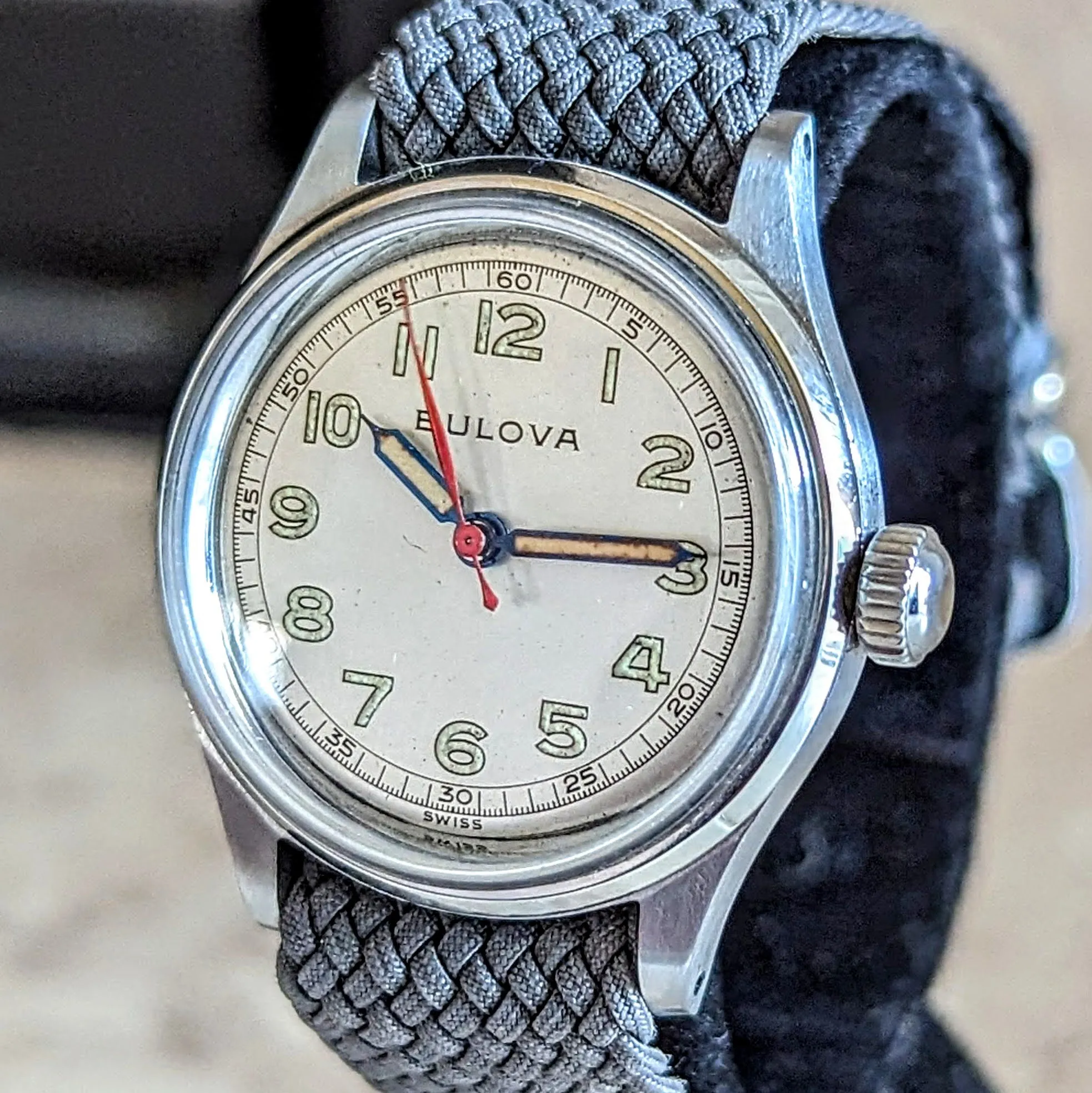 1945 BULOVA Watertite Military Wristwatch 17 Jewels 29mm Swiss Made Watch