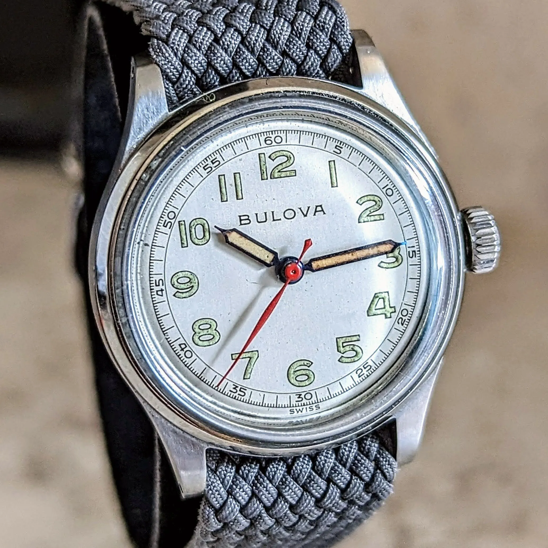 1945 BULOVA Watertite Military Wristwatch 17 Jewels 29mm Swiss Made Watch
