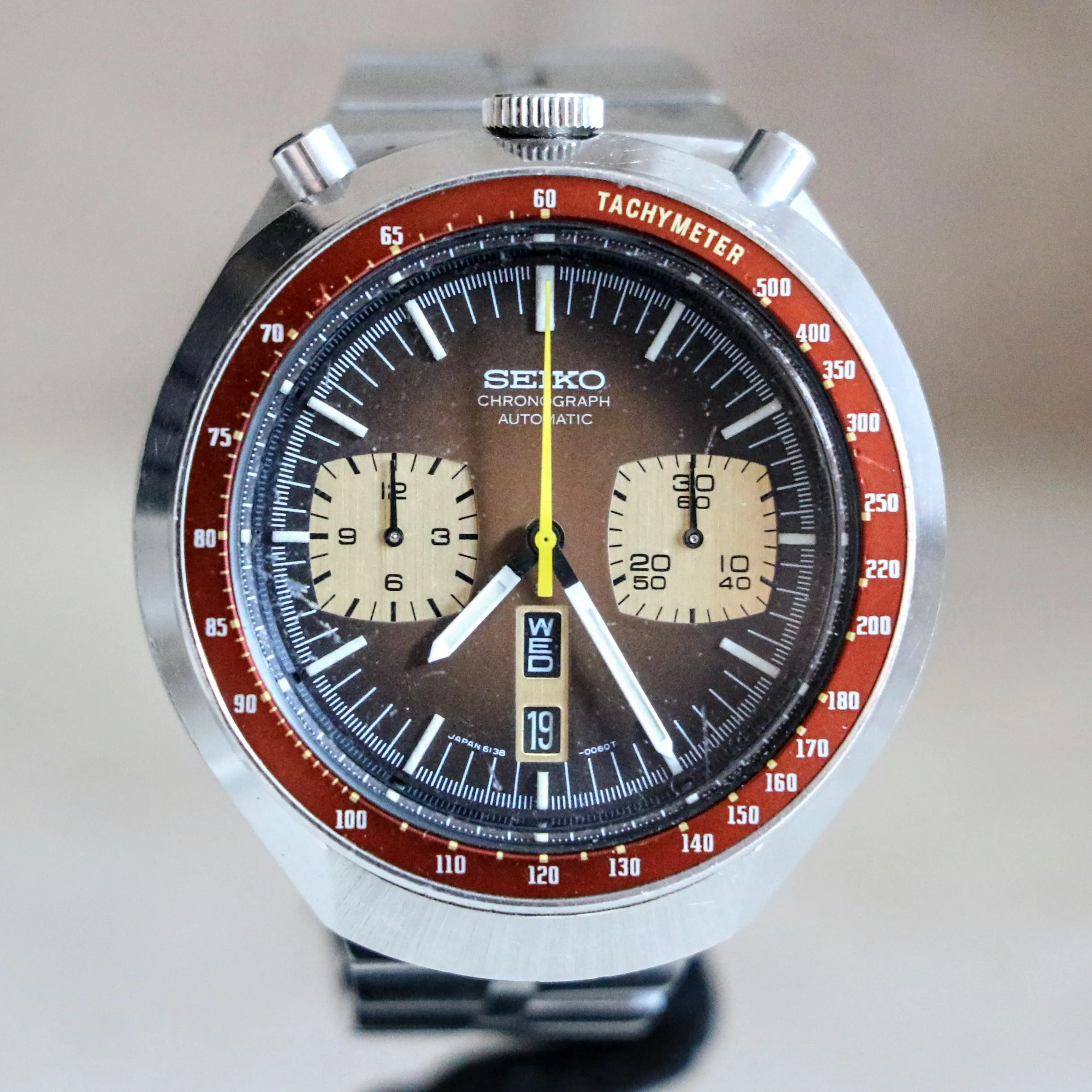 1977 SEIKO BULLHEAD Chronograph Automatic Watch Ref. 6138-0040 Day/Date Vintage Wristwatch