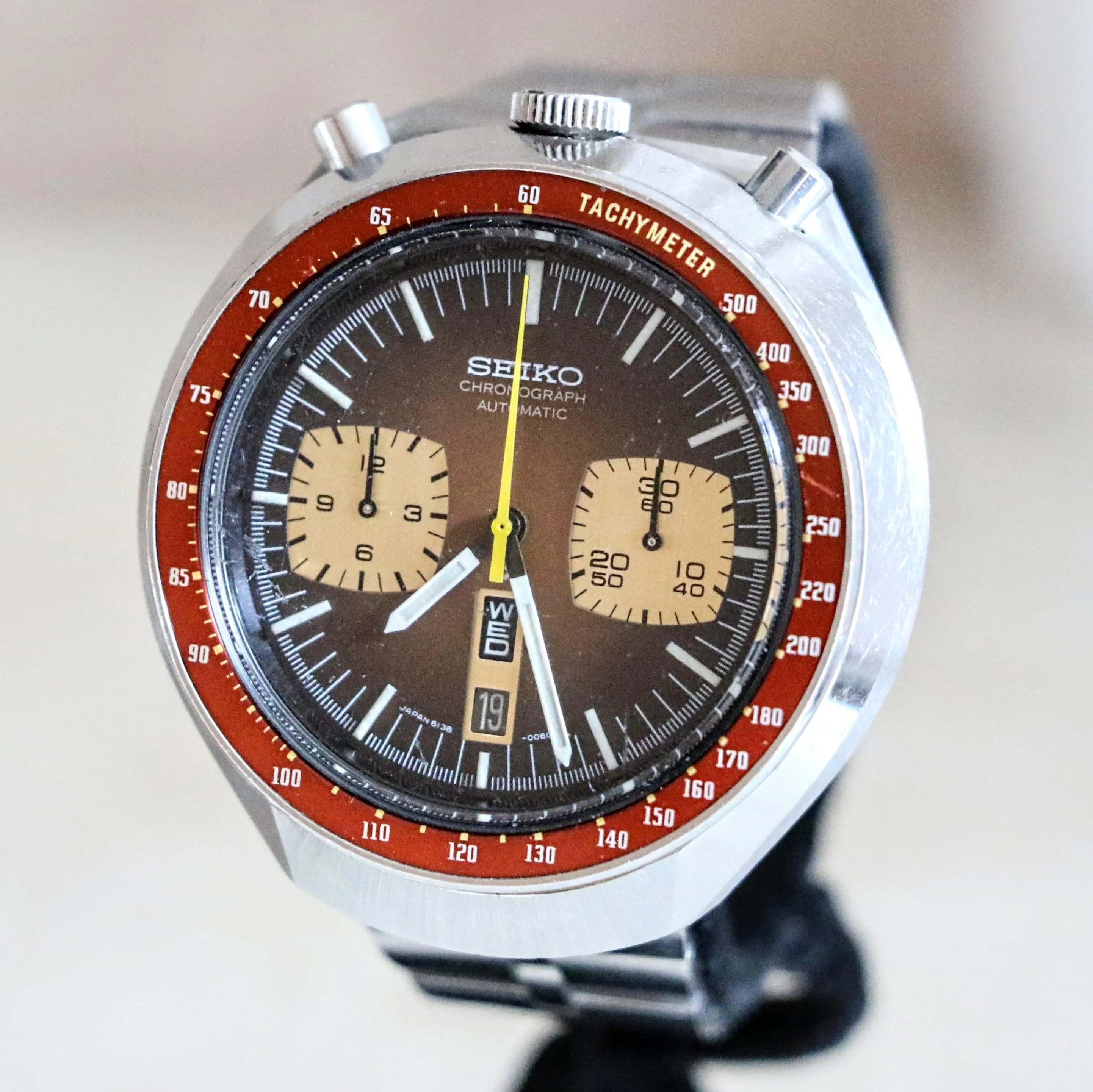 1977 SEIKO BULLHEAD Chronograph Automatic Watch Ref. 6138-0040 Day/Date Vintage Wristwatch