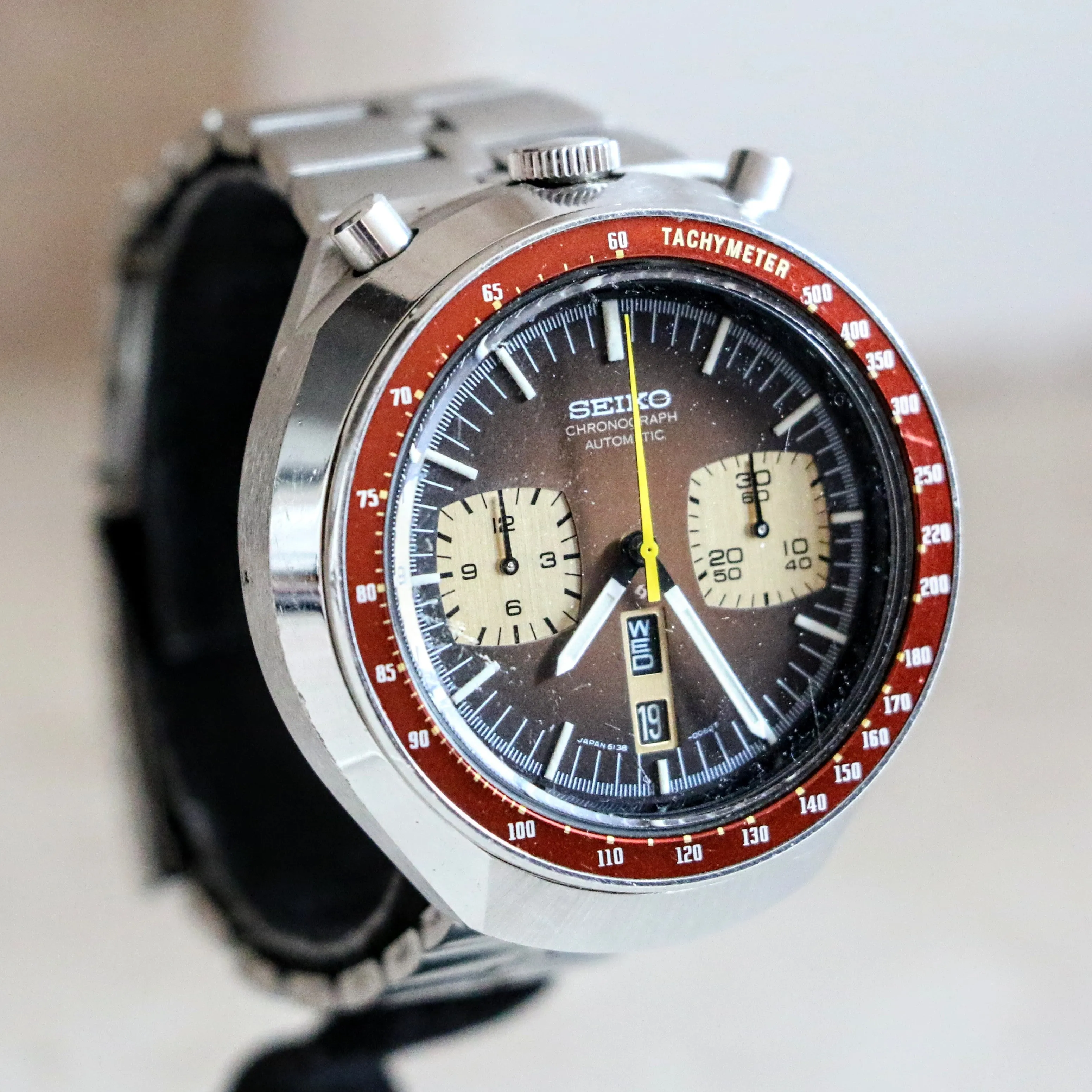 1977 SEIKO BULLHEAD Chronograph Automatic Watch Ref. 6138-0040 Day/Date Vintage Wristwatch