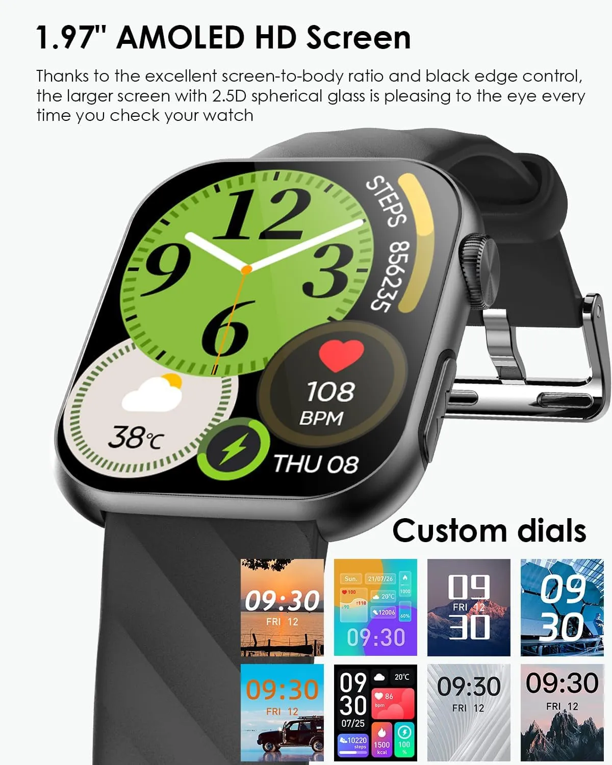 2025 Neu Smartwatch Ekg Hrv/Bmi/Harnsäure/Βιυtｚυcker/Herren Damen, 1.97'' AMOLED Gesundheitsuhr Mit Telefonfunktion, 24H Herzfrequenz/Spo2/Blutdruck Schlafmonitor/Sos-Notruf Fitnessuhr Für Android/Ios