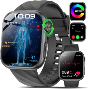 2025 Neu Smartwatch Ekg Hrv/Bmi/Harnsäure/Βιυtｚυcker/Herren Damen, 1.97'' AMOLED Gesundheitsuhr Mit Telefonfunktion, 24H Herzfrequenz/Spo2/Blutdruck Schlafmonitor/Sos-Notruf Fitnessuhr Für Android/Ios