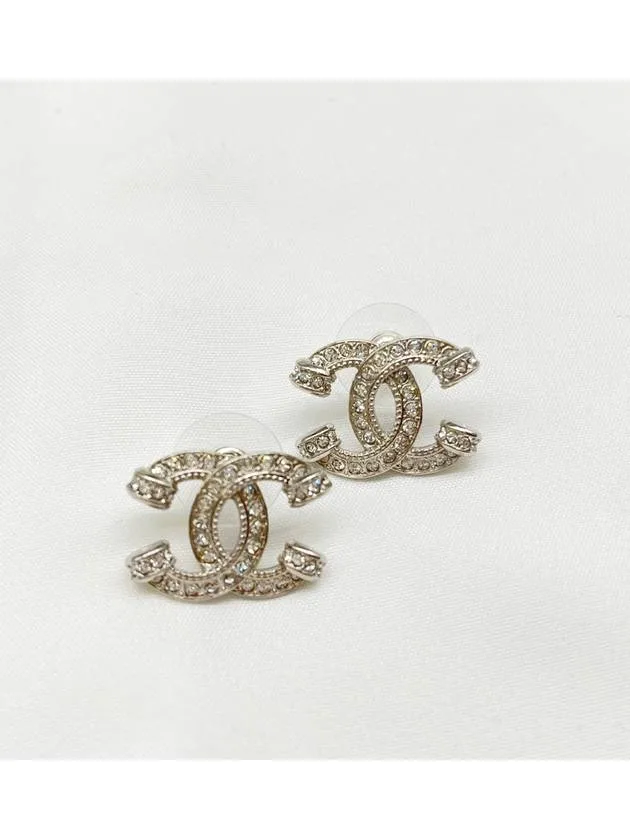 23P CC Logo Earrings Crystal Earrings Silver ABA322