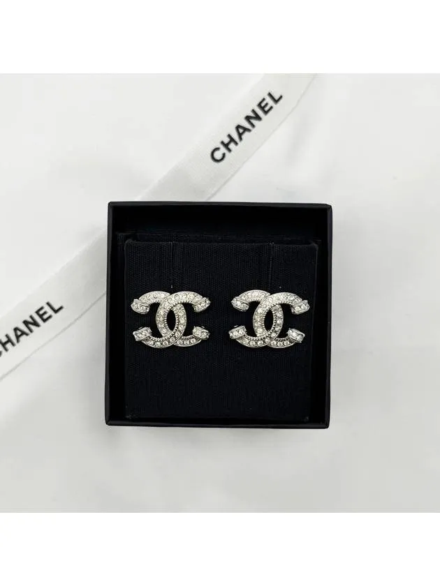 23P CC Logo Earrings Crystal Earrings Silver ABA322