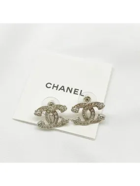 23P CC Logo Earrings Crystal Earrings Silver ABA322