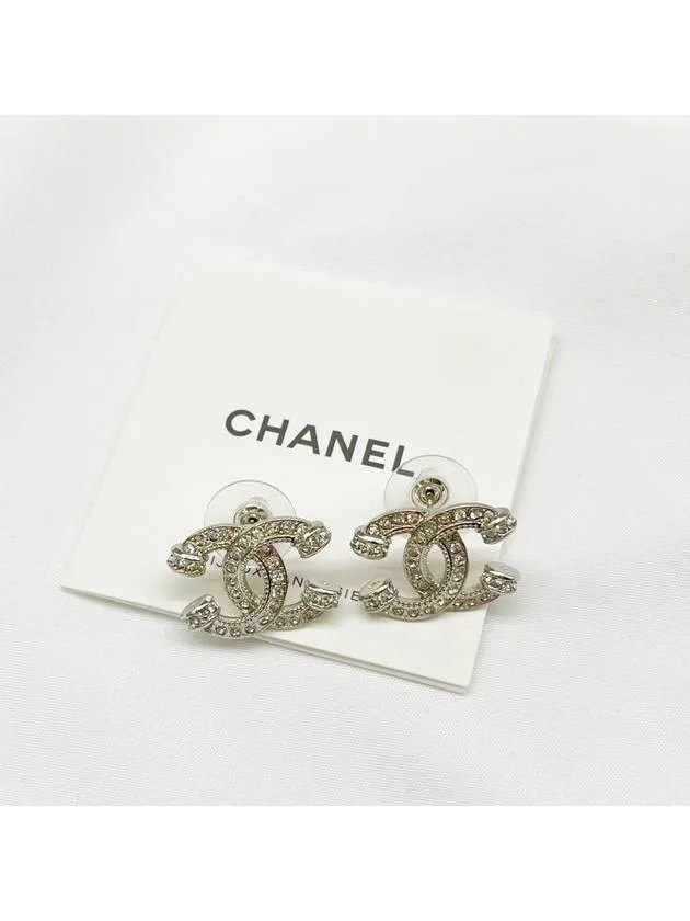 23P CC Logo Earrings Crystal Earrings Silver ABA322