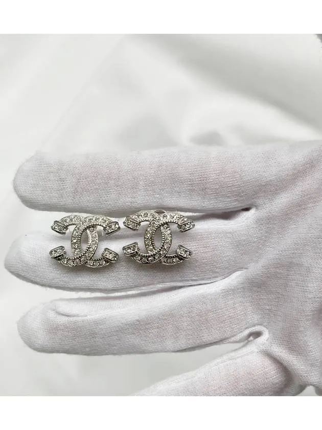 23P CC Logo Earrings Crystal Earrings Silver ABA322