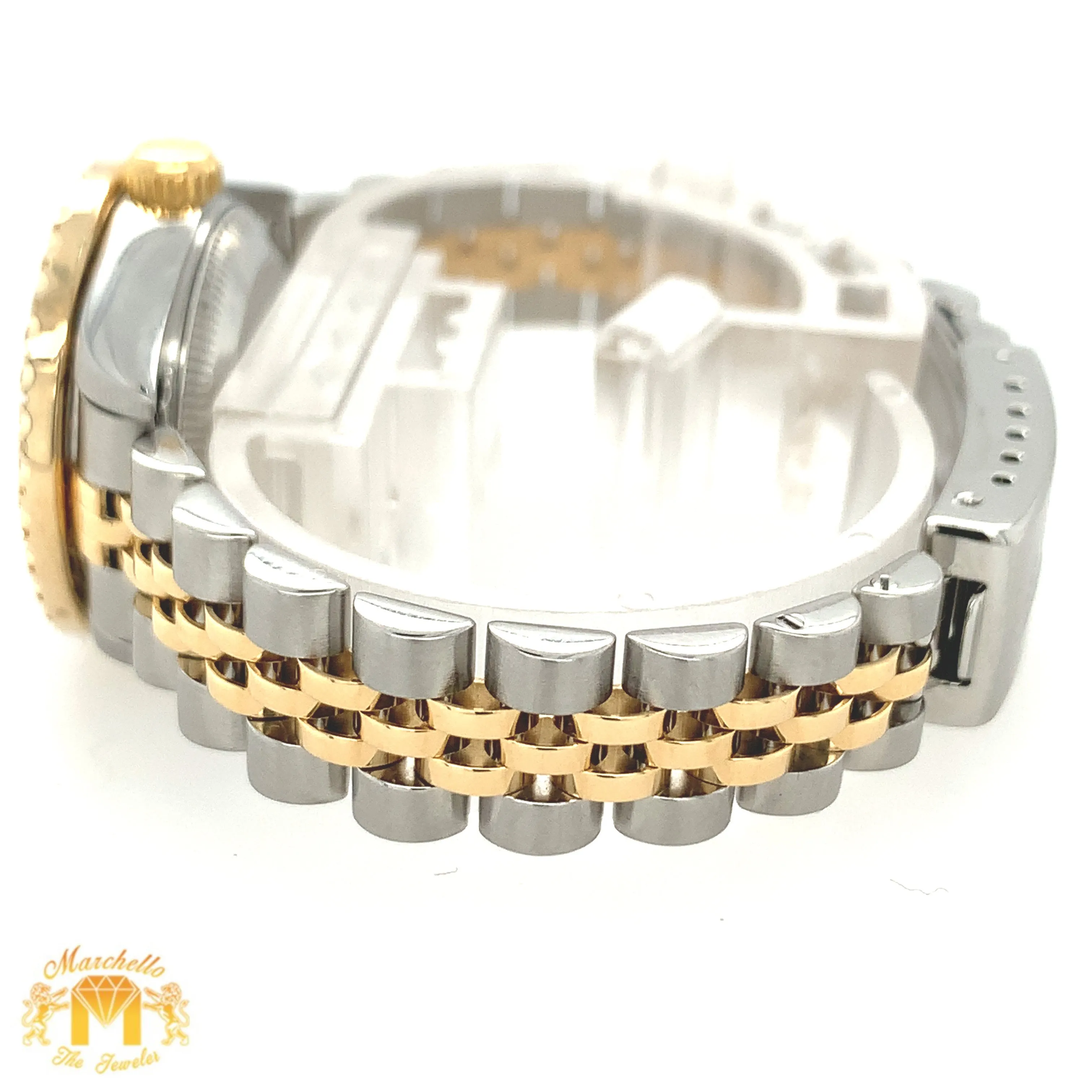 26mm Ladies’ Rolex Datejust Diamond Watch with Two-tone Jubilee Bracelet (custom mother-of-pearl diamond dial)