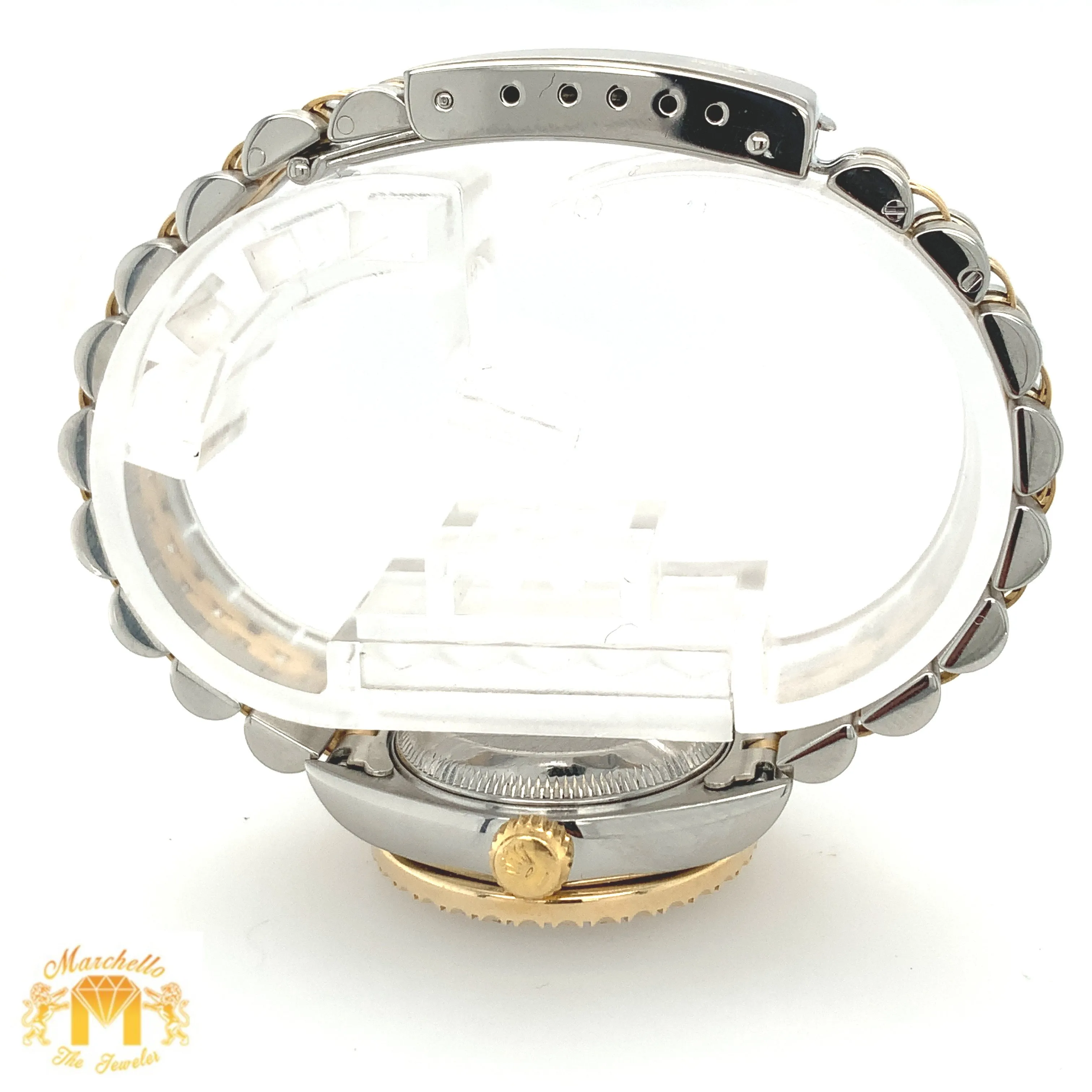 26mm Ladies’ Rolex Datejust Diamond Watch with Two-tone Jubilee Bracelet (custom mother-of-pearl diamond dial)
