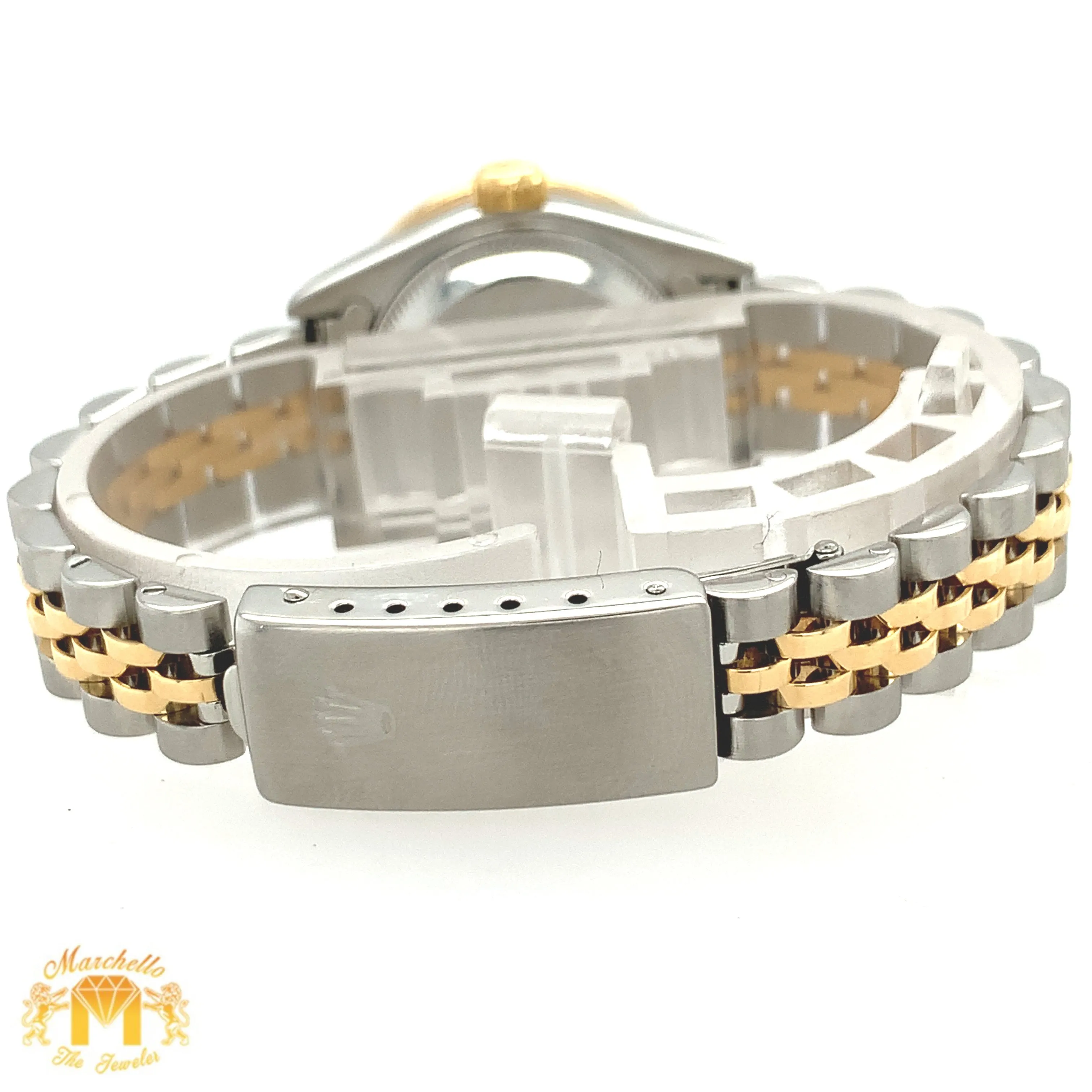 26mm Ladies’ Rolex Datejust Diamond Watch with Two-tone Jubilee Bracelet (custom mother-of-pearl diamond dial)