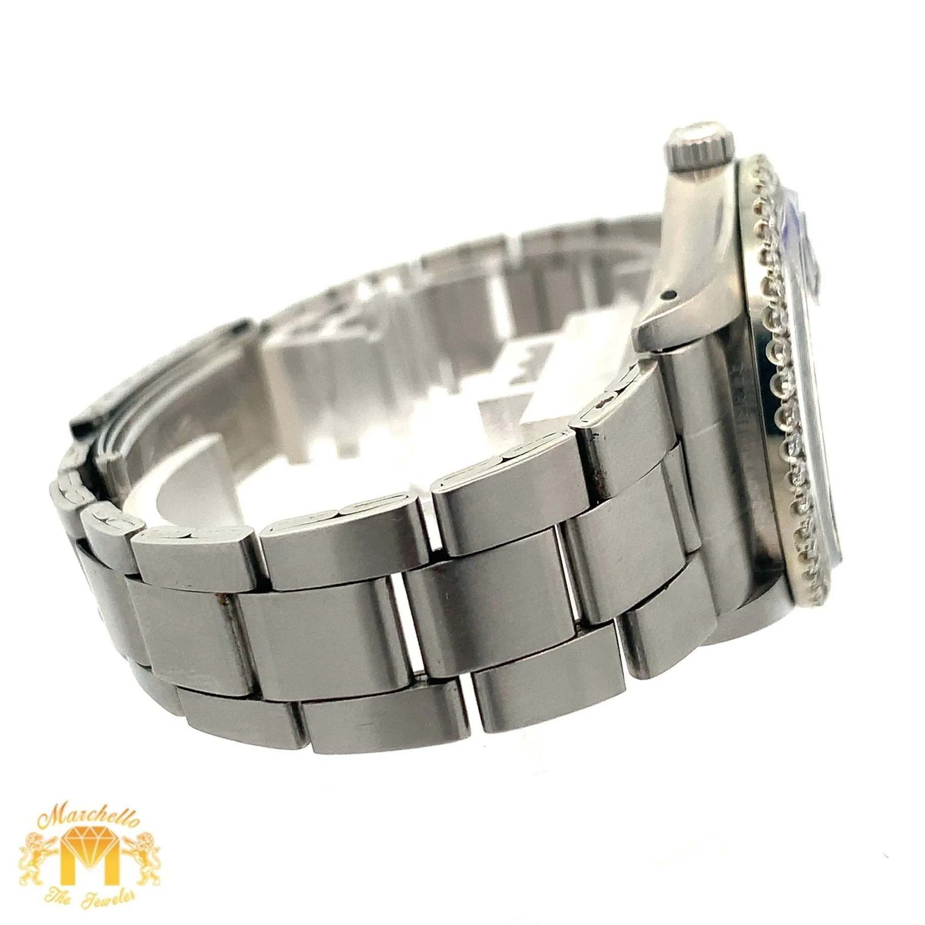 34mm Rolex Oyster Perpetual Date Diamond Watch with Stainless Steel Oyster Bracelet (Mother of pearl(MOP)  diamond dial)