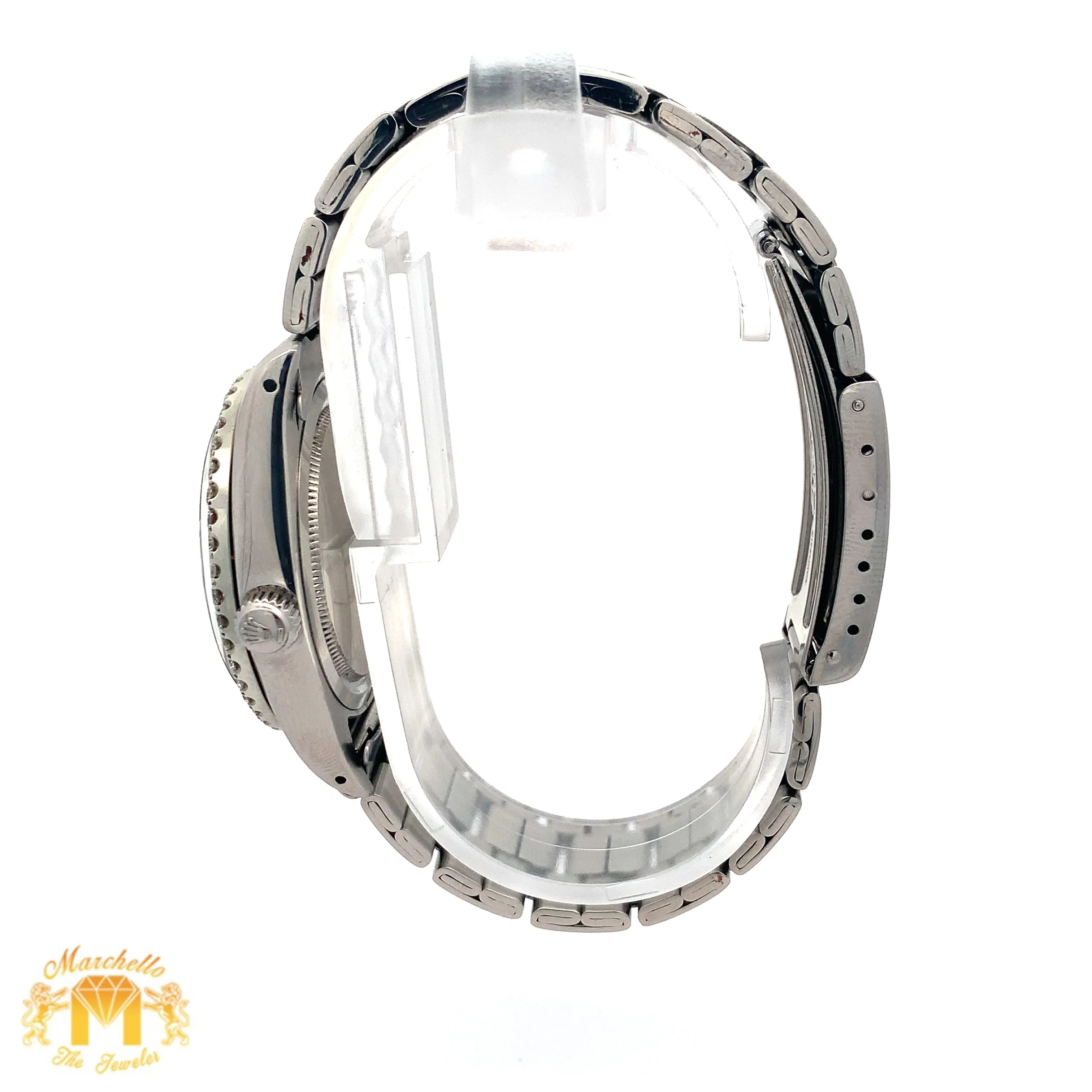 34mm Rolex Oyster Perpetual Date Diamond Watch with Stainless Steel Oyster Bracelet (Mother of pearl(MOP)  diamond dial)