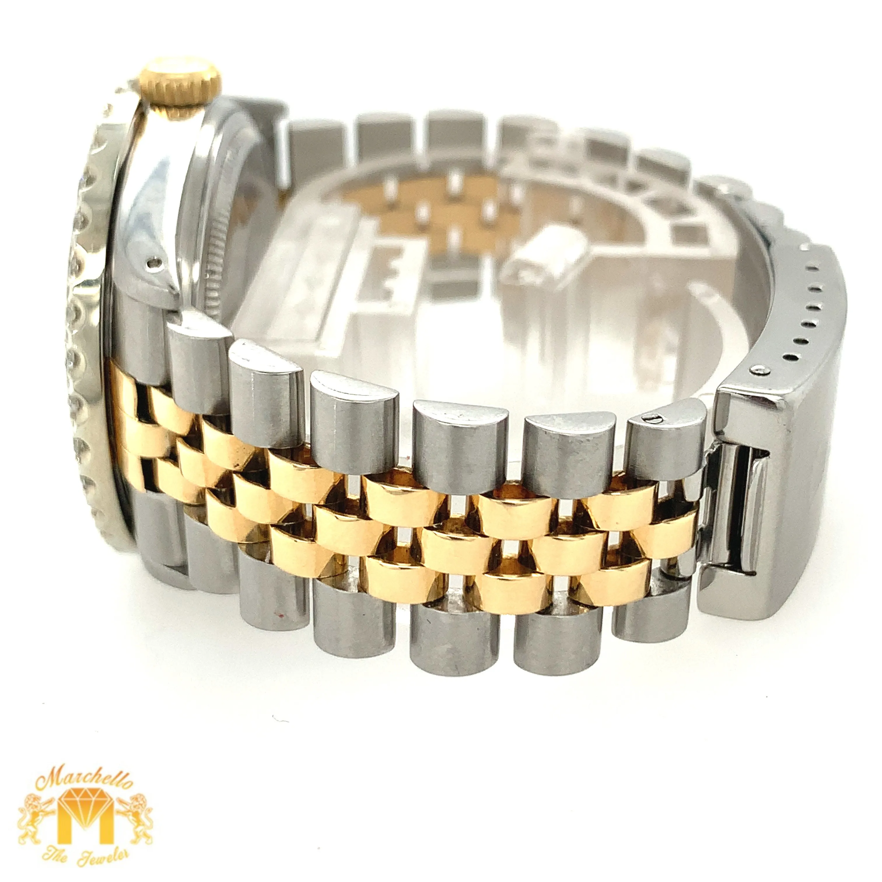 3.8ct Diamond 36mm Rolex Datejust Watch with Two-tone Jubilee Bracelet (white dial, quick-set)