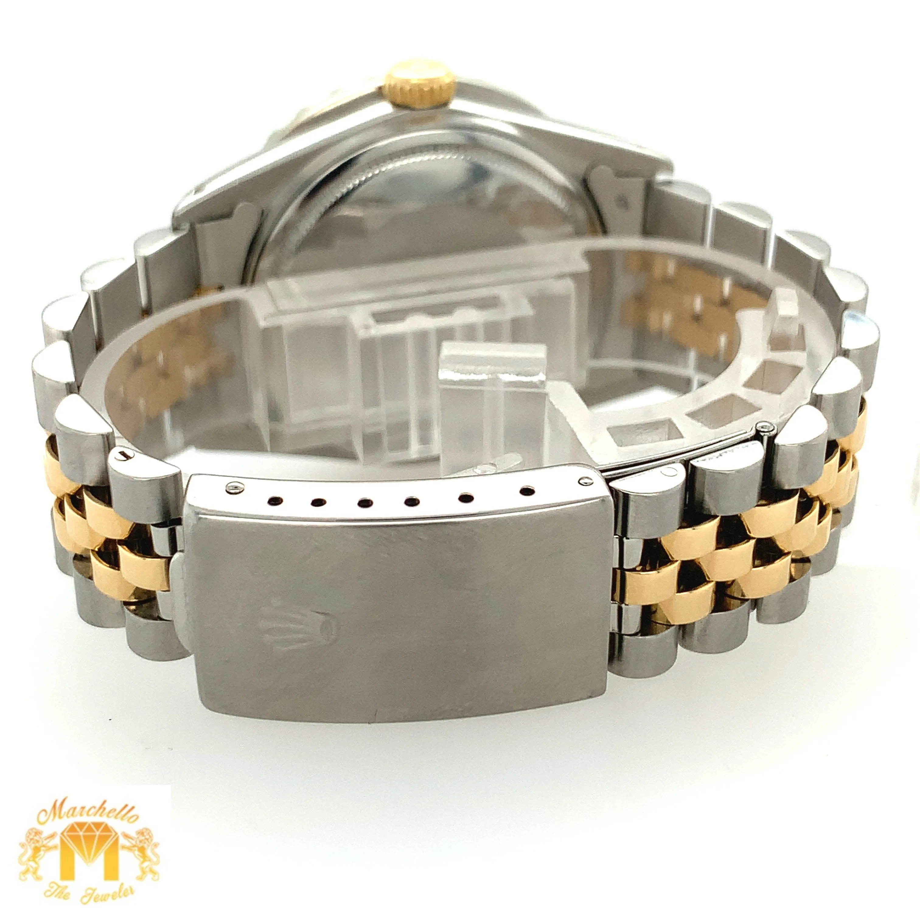 3.8ct Diamond 36mm Rolex Datejust Watch with Two-tone Jubilee Bracelet (white dial, quick-set)