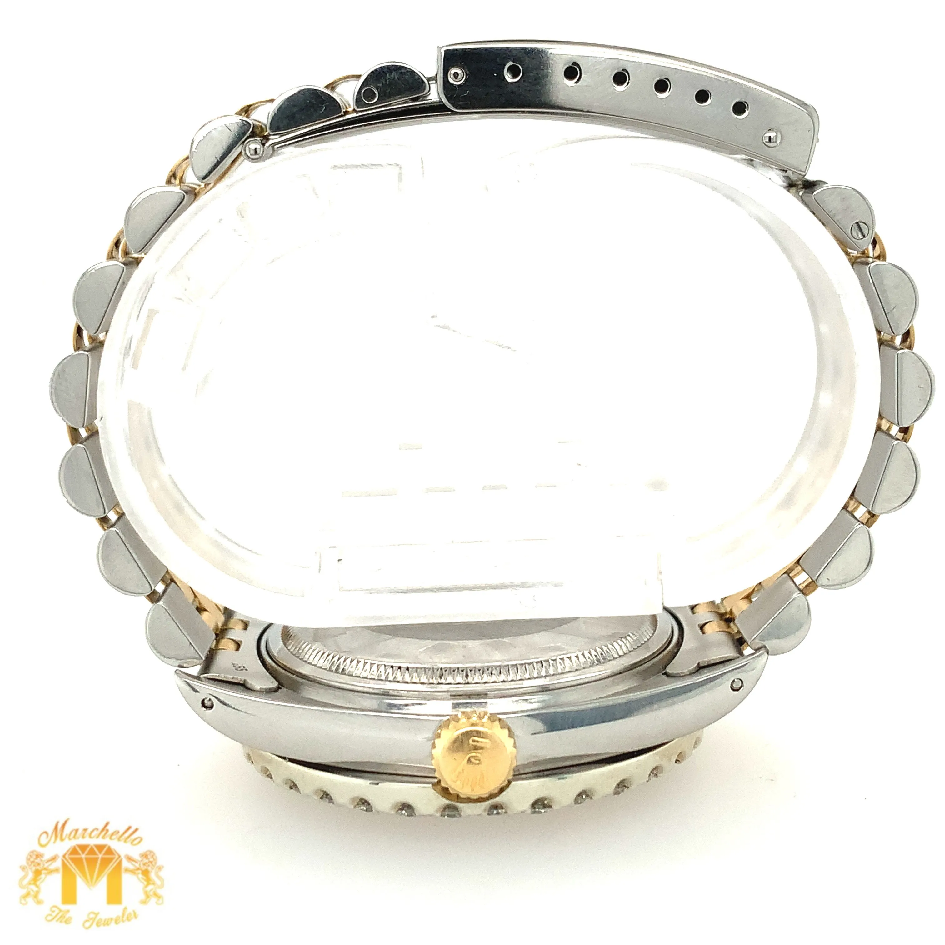 3.8ct Diamond 36mm Rolex Datejust Watch with Two-tone Jubilee Bracelet (white dial, quick-set)