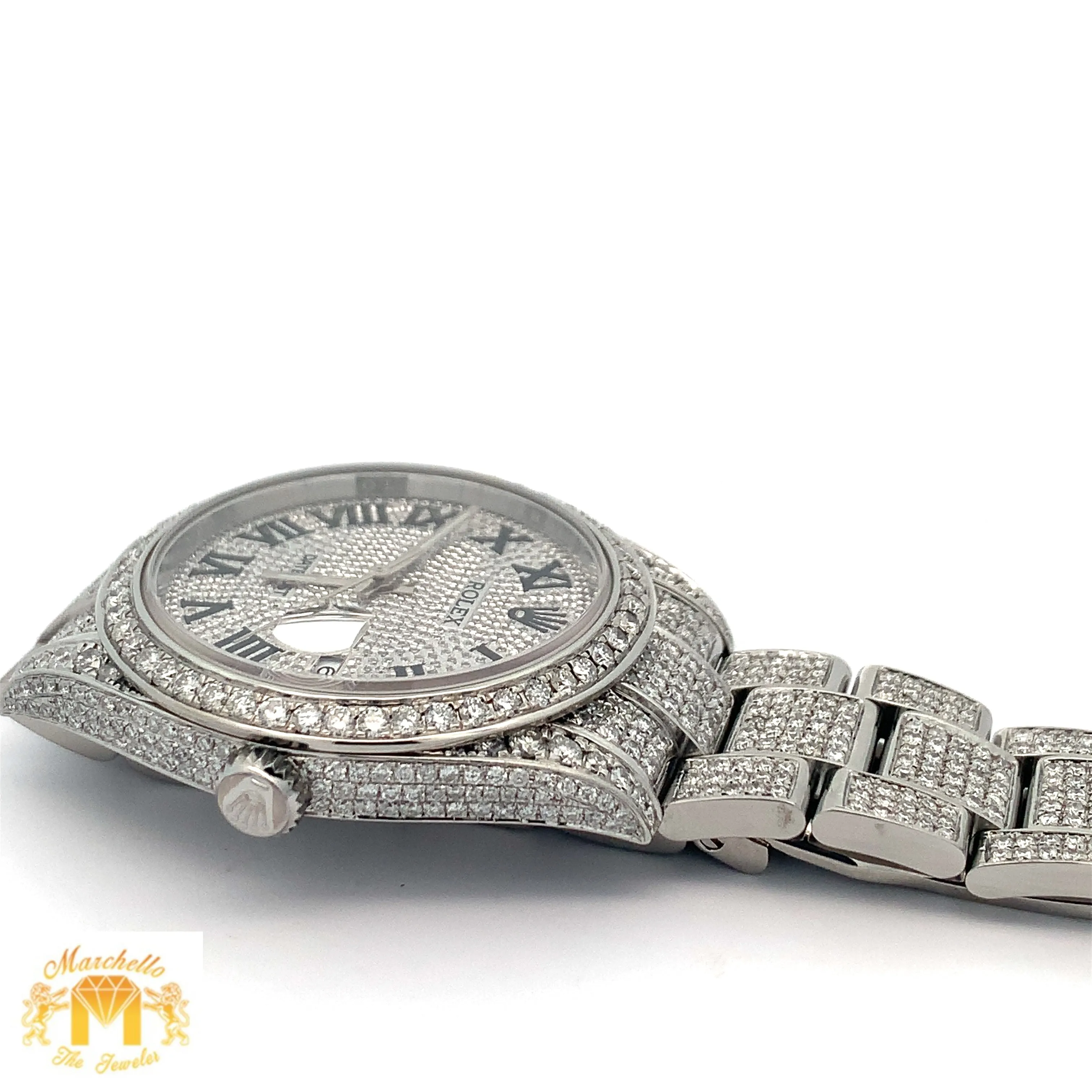 41mm Iced Out Rolex Watch with Stainless Steel Oyster Bracelet