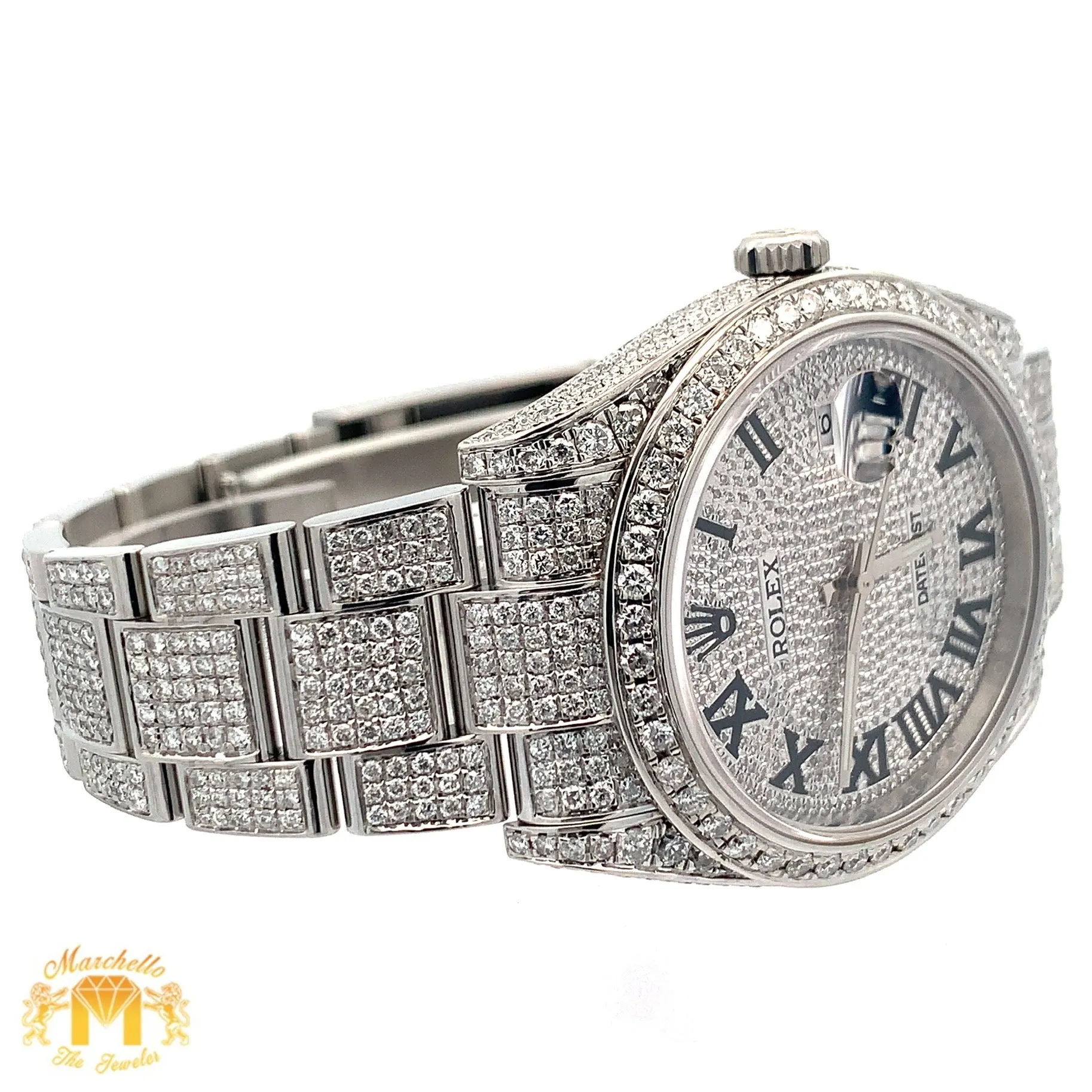41mm Iced Out Rolex Watch with Stainless Steel Oyster Bracelet