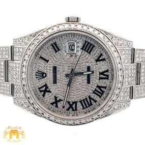 41mm Iced Out Rolex Watch with Stainless Steel Oyster Bracelet