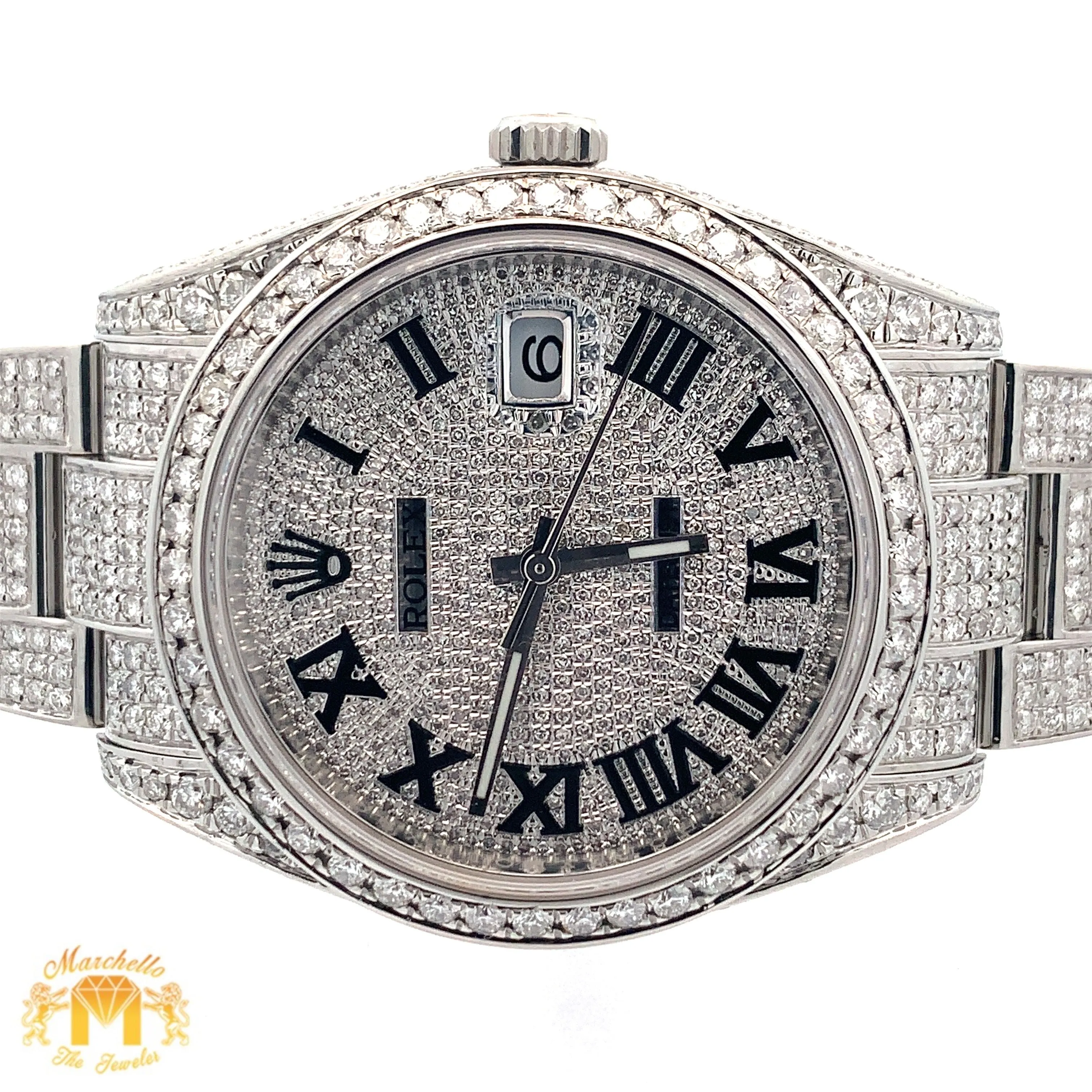 41mm Iced Out Rolex Watch with Stainless Steel Oyster Bracelet