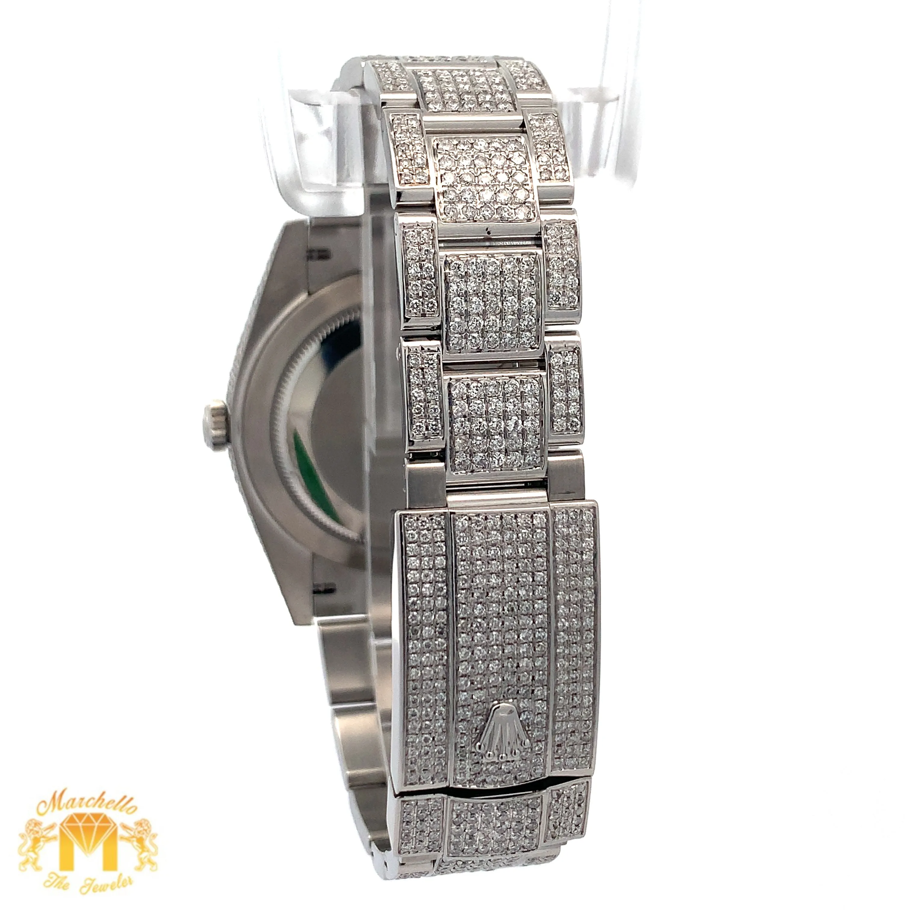 41mm Iced Out Rolex Watch with Stainless Steel Oyster Bracelet