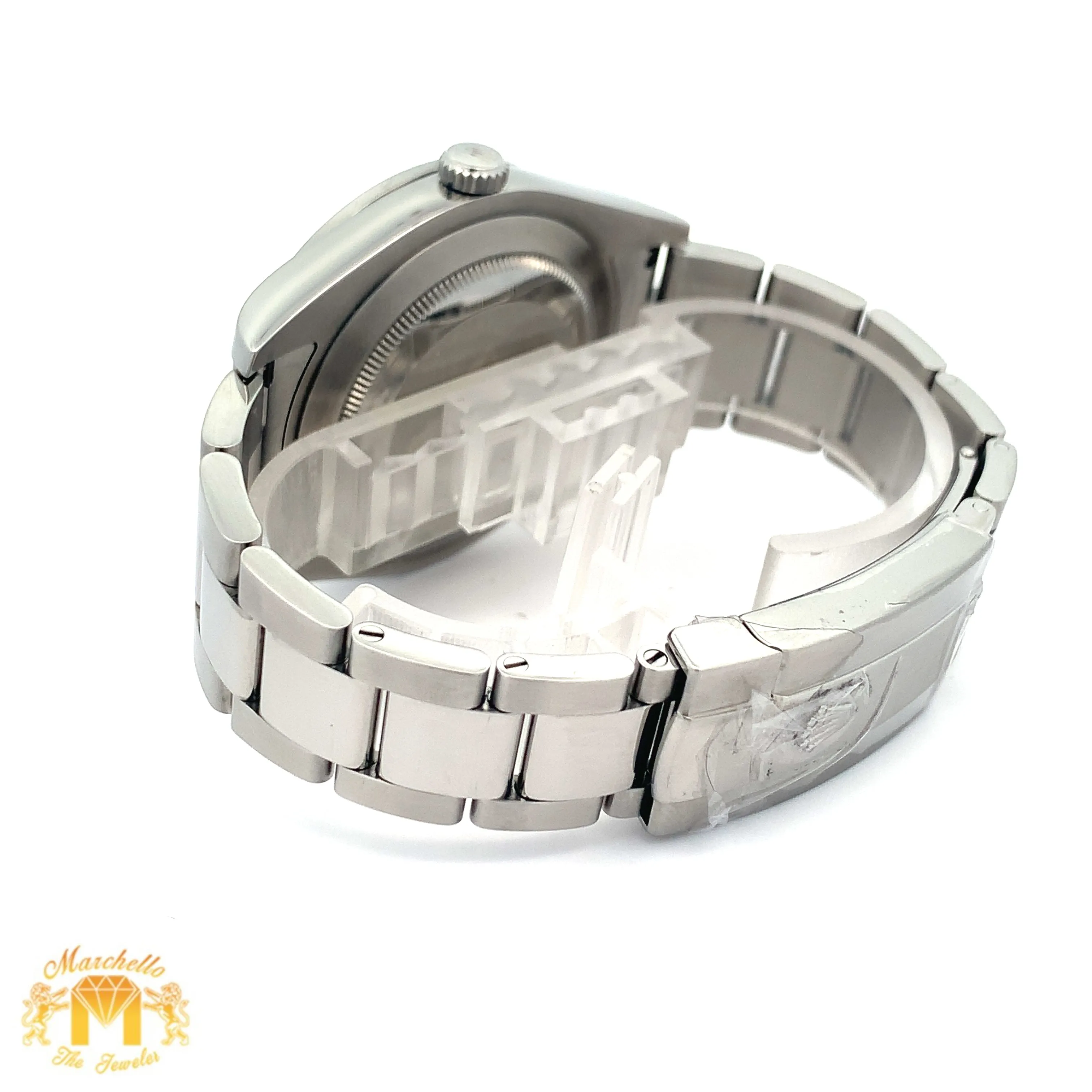 41mm Rolex Diamond Watch with Stainless Steel Oyster Bracelet (diamond bezel and dial)
