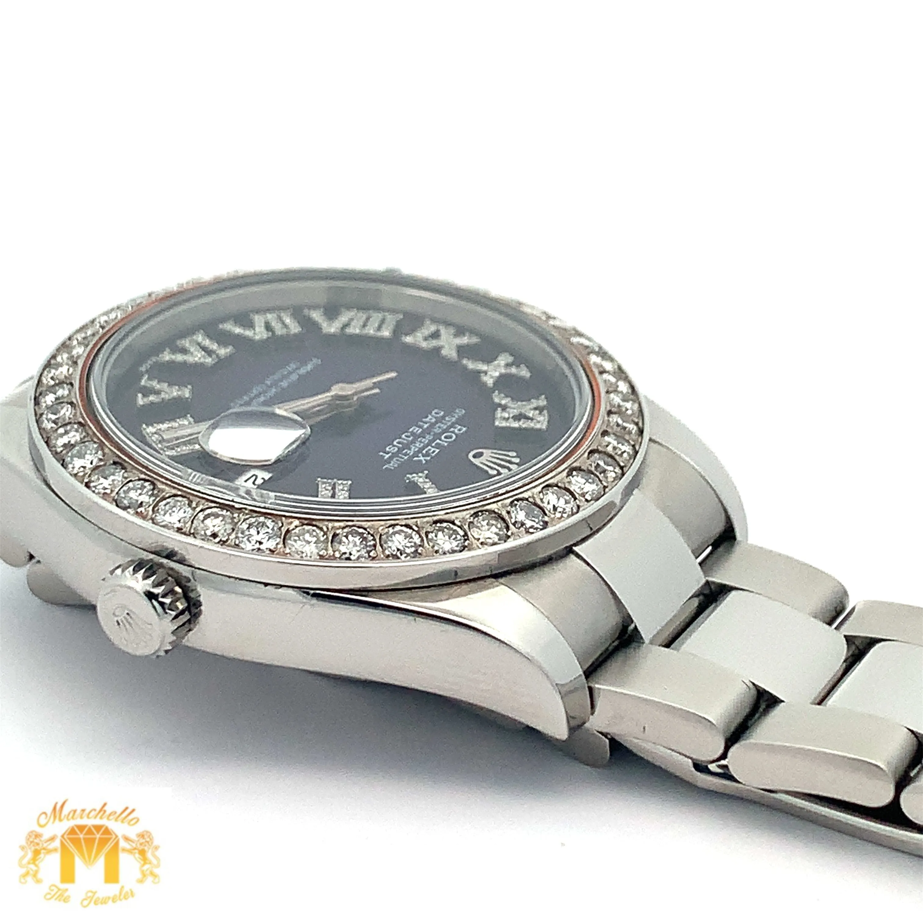 41mm Rolex Diamond Watch with Stainless Steel Oyster Bracelet (diamond bezel and dial)