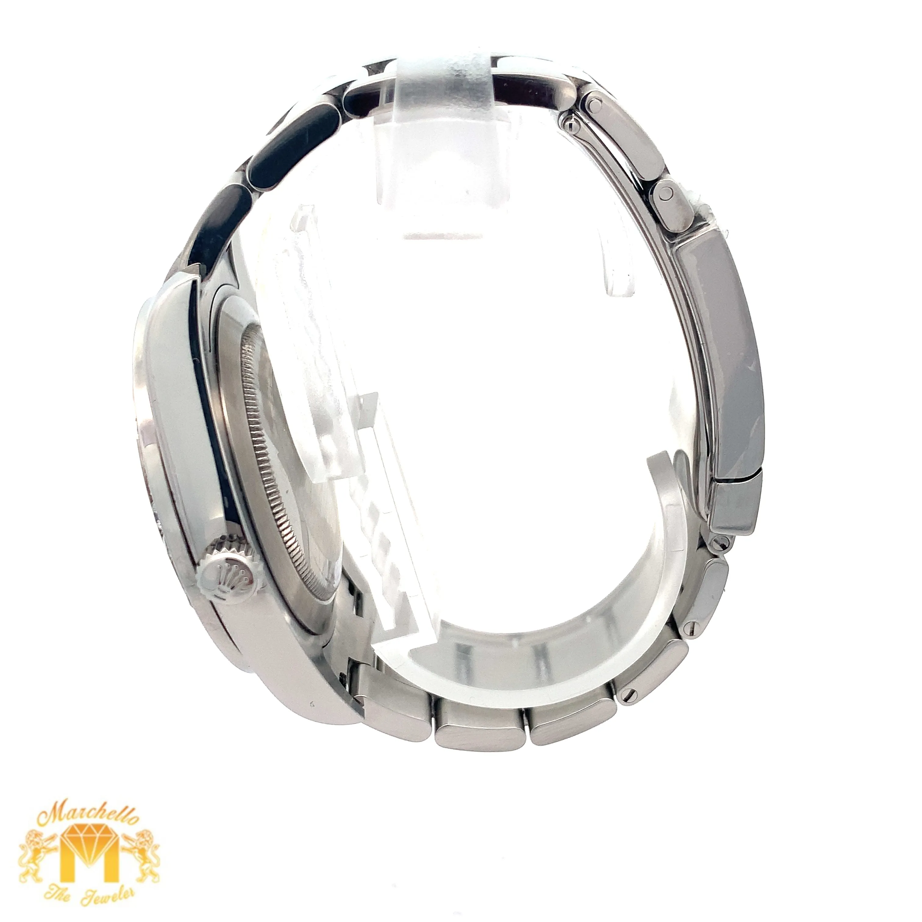 41mm Rolex Diamond Watch with Stainless Steel Oyster Bracelet (diamond bezel and dial)