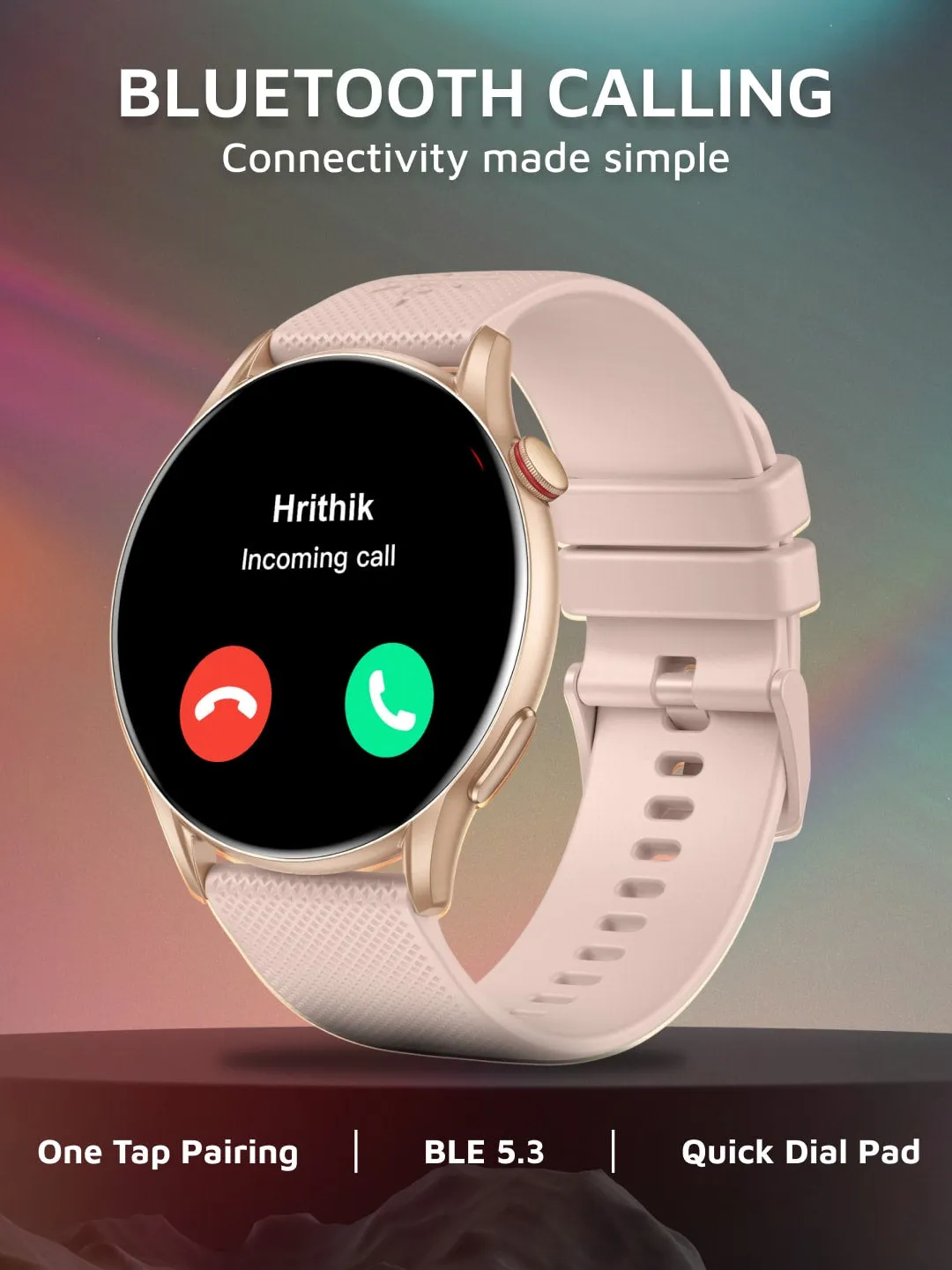 Ace XR 1.43" Super Retina Amoled Display, 466 * 466 Resolution, 850 NITS Peak Brightness, BT Calling, Health Tracking (Rose Gold Silicone Strap)