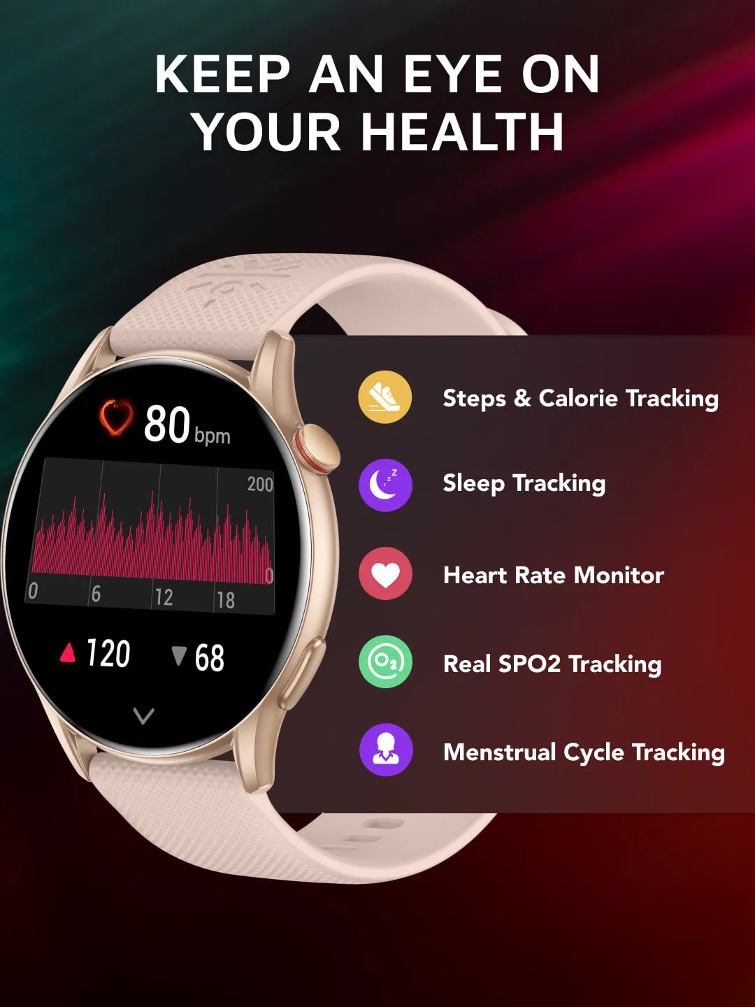 Ace XR 1.43" Super Retina Amoled Display, 466 * 466 Resolution, 850 NITS Peak Brightness, BT Calling, Health Tracking (Rose Gold Silicone Strap)
