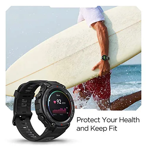 Amazfit T-Rex Pro Smartwatch Fitness Watch with Built-in GPS, Military Standard Certified, 18 Day Battery Life, SpO2, Heart Rate Monitor, 100  Sports Modes, 10 ATM Waterproof, Steel Blue