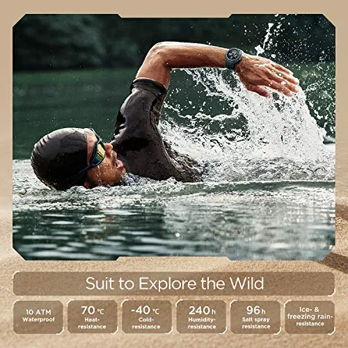 Amazfit T-Rex Pro Smartwatch Fitness Watch with Built-in GPS, Military Standard Certified, 18 Day Battery Life, SpO2, Heart Rate Monitor, 100  Sports Modes, 10 ATM Waterproof, Steel Blue
