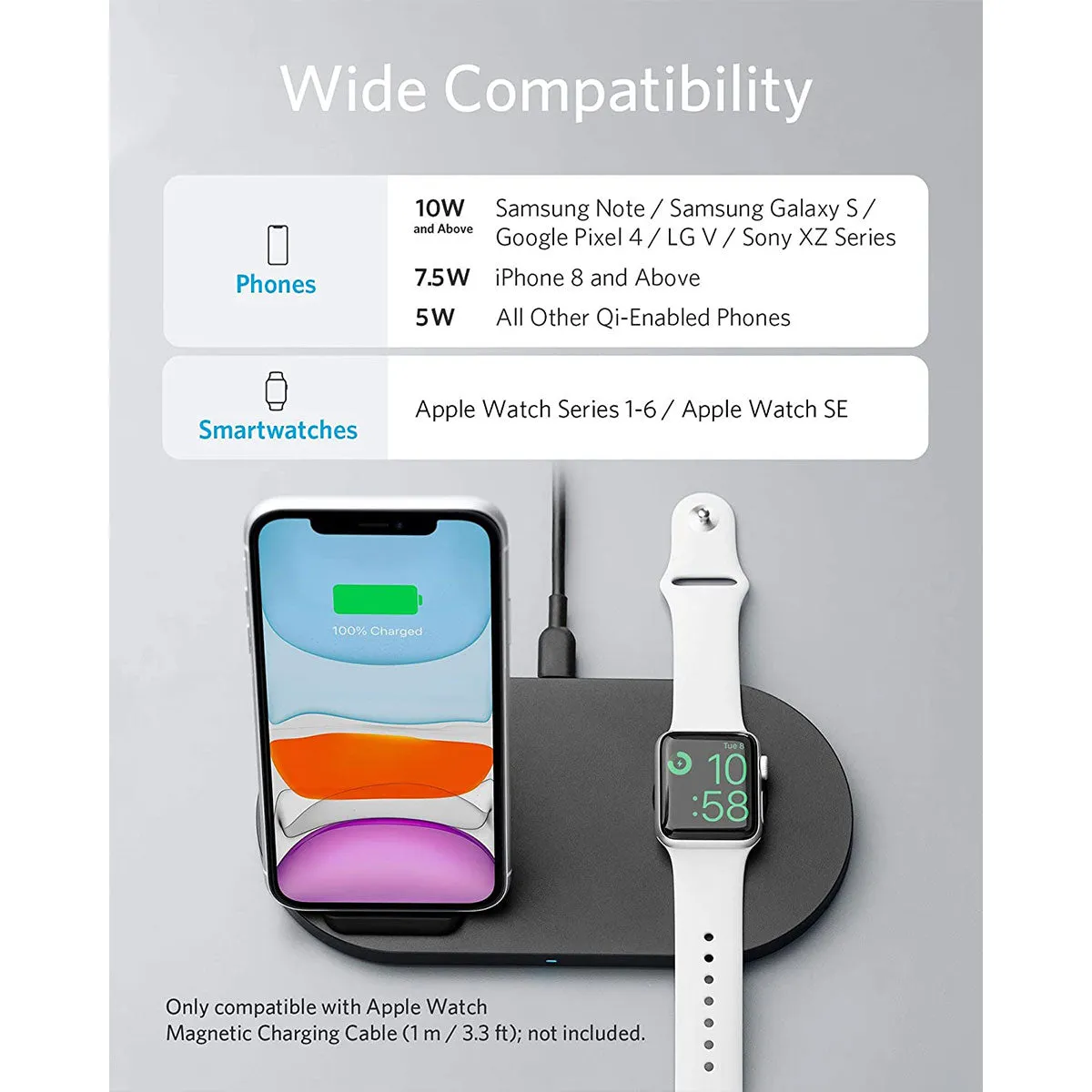 Anker Powerwave Wireless Charging Station with QC Charger and 2-in-1 Stand