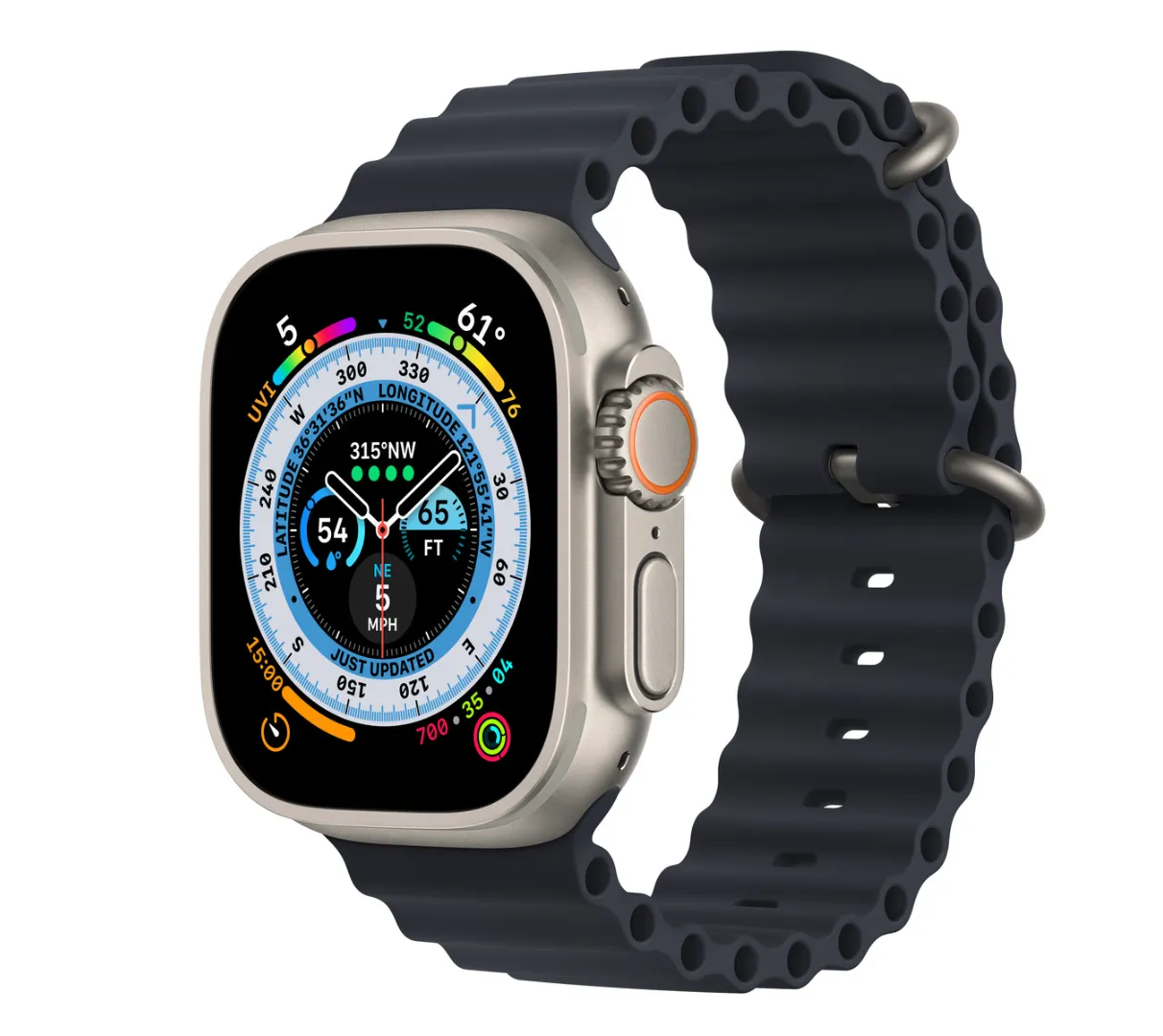 Apple Watch Ultra GPS   Cellular, 49mm Titanium Case with Midnight Black Ocean Band